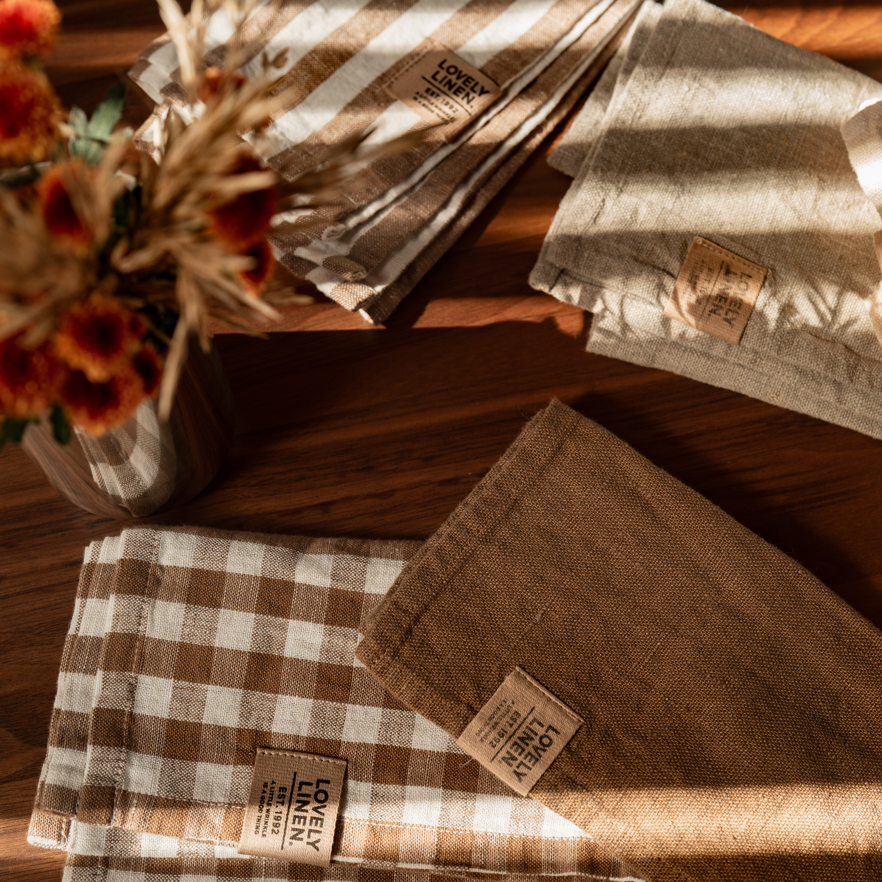 Lovely Linen Misty Lautasliina Pellava Edge Almond 45x45 4 kpl