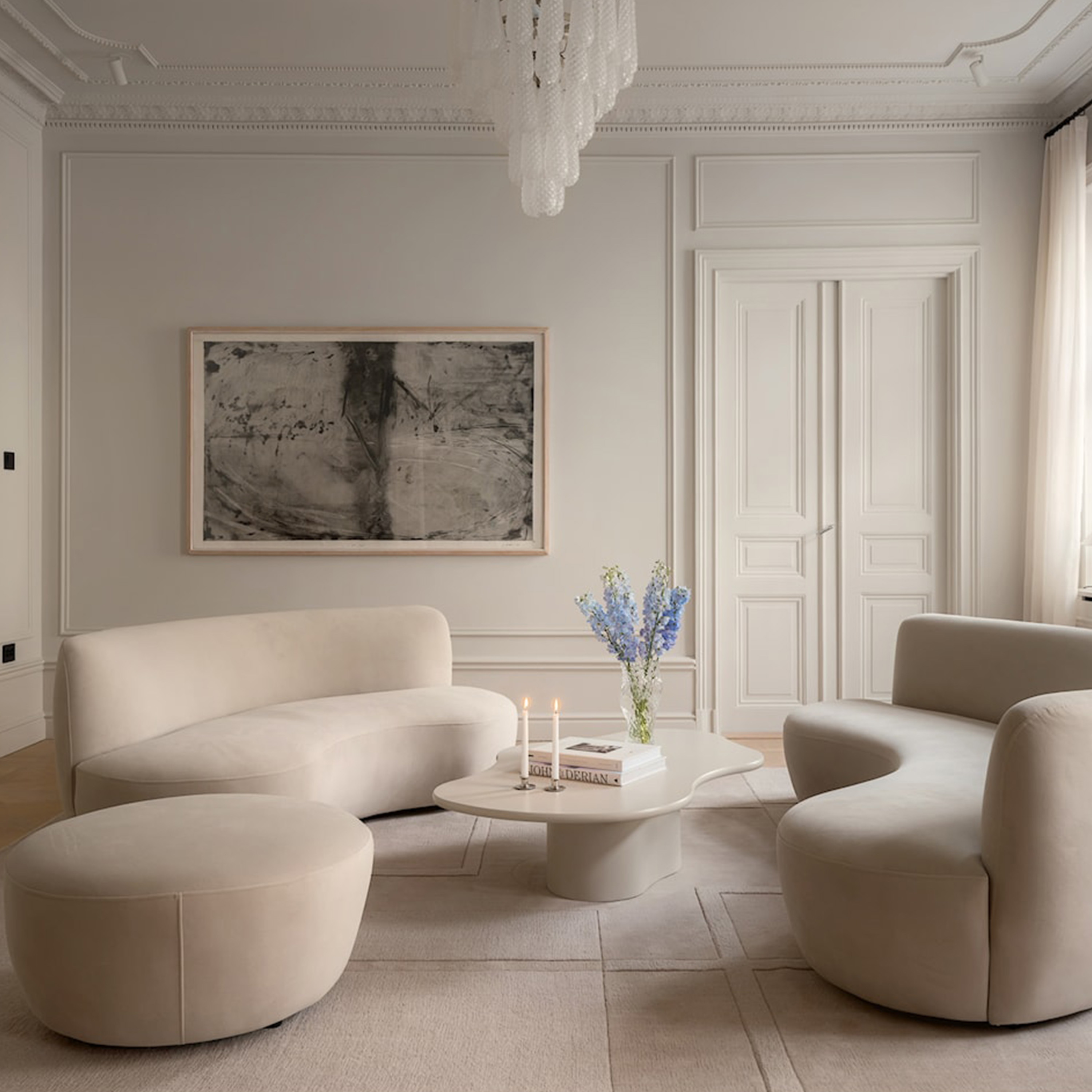 Sleepo Collection Moon 3-sits Soffa Velvet Greige 190cm