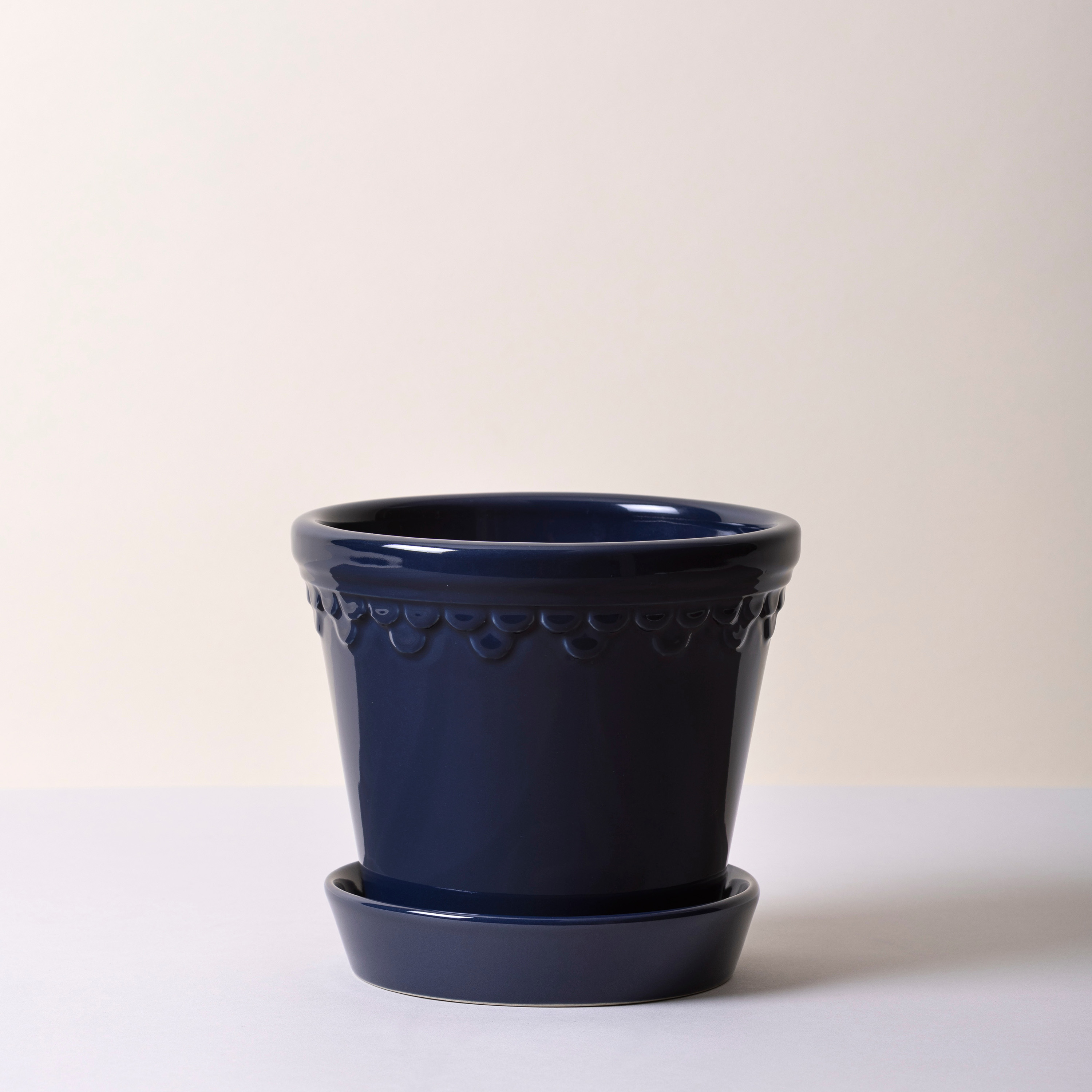 Bergs Potter Københavner Topf mit Untersetzer glasiert Sapphire Blue Ø14