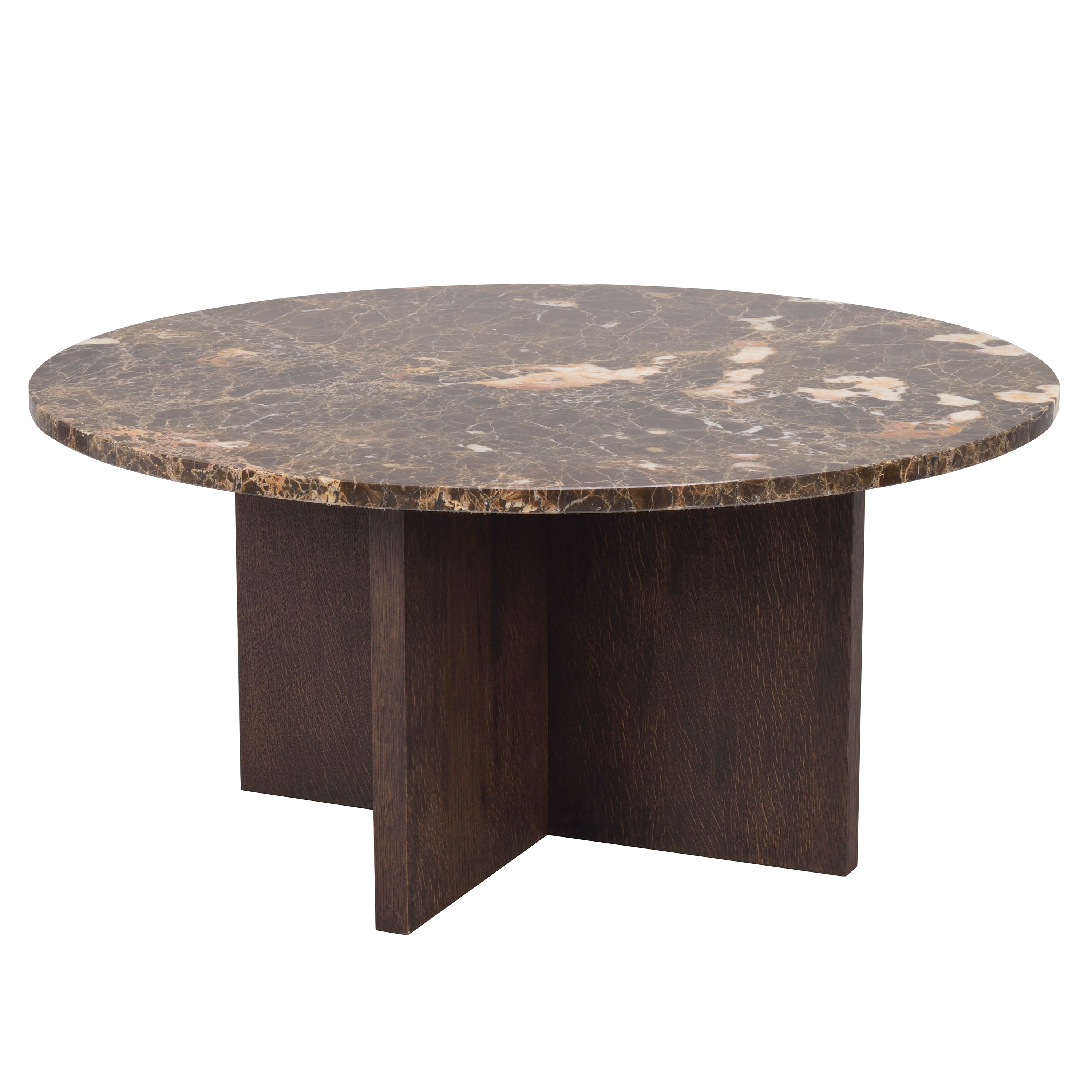 Rowico Home - Brooksville Soffbord Brun Marmor/Ek Ø90