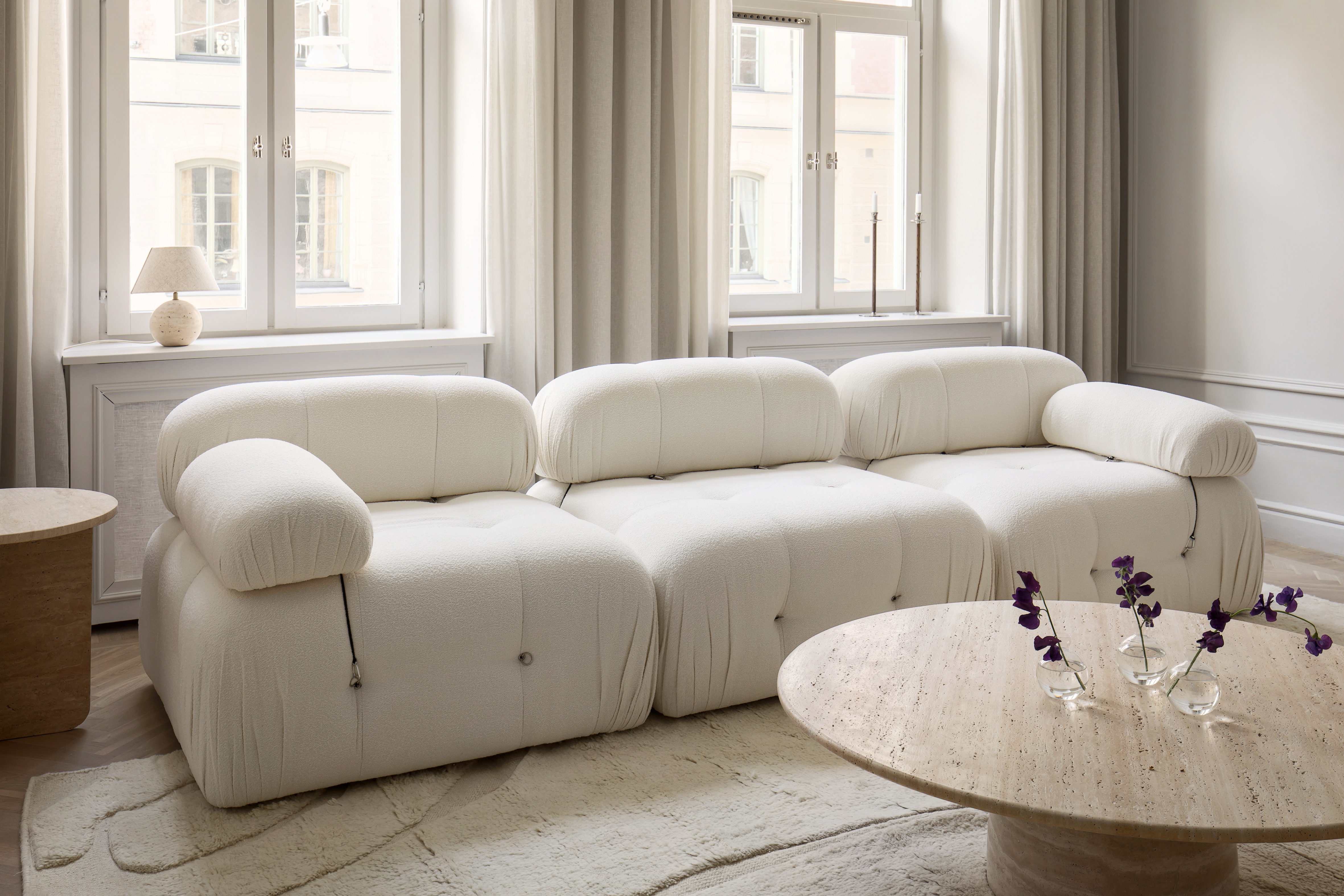Sleepo Collection Blanca 3-sits Soffa White Bouclé