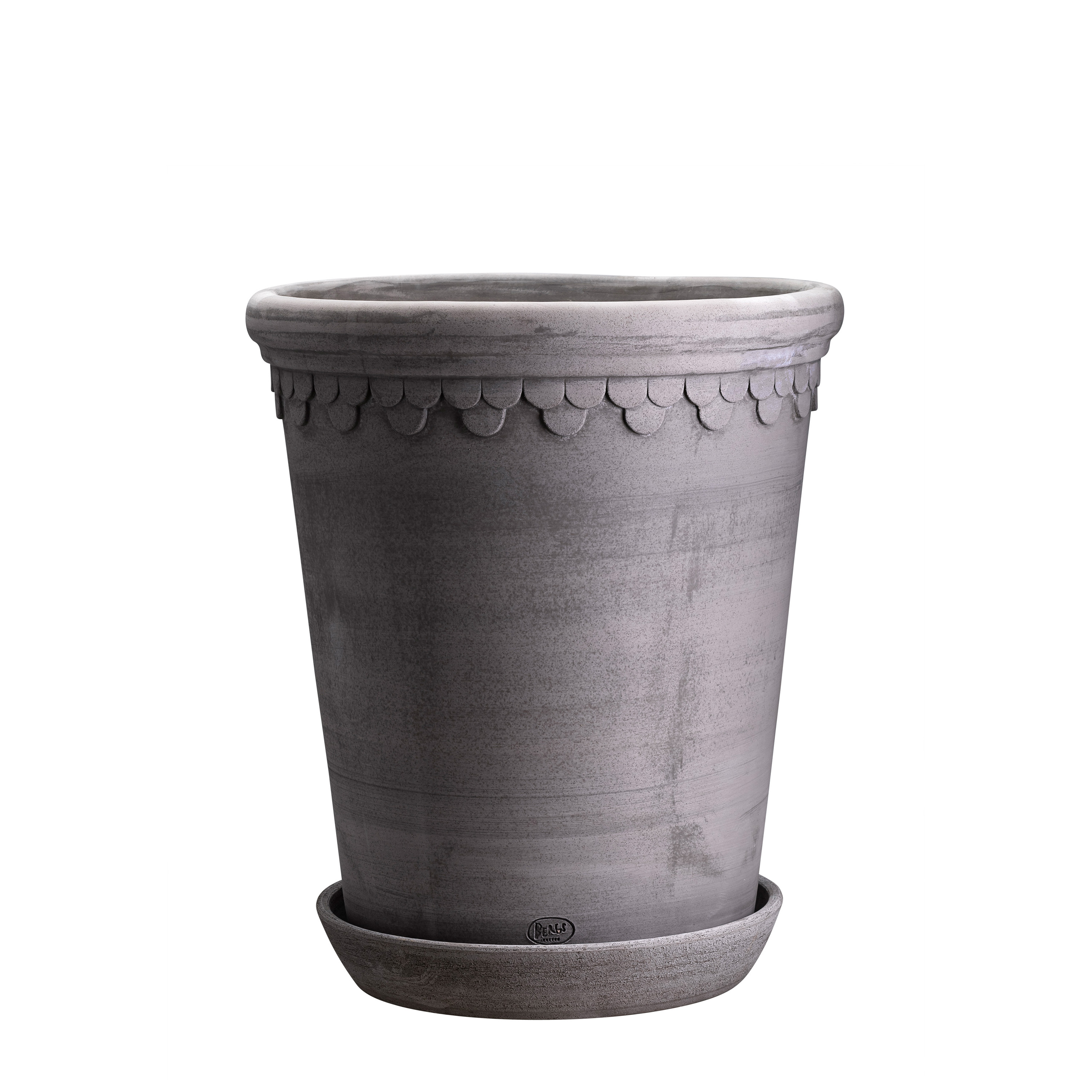 Københavner Tall Kruka med fat Raw Grey Terracotta Ø14