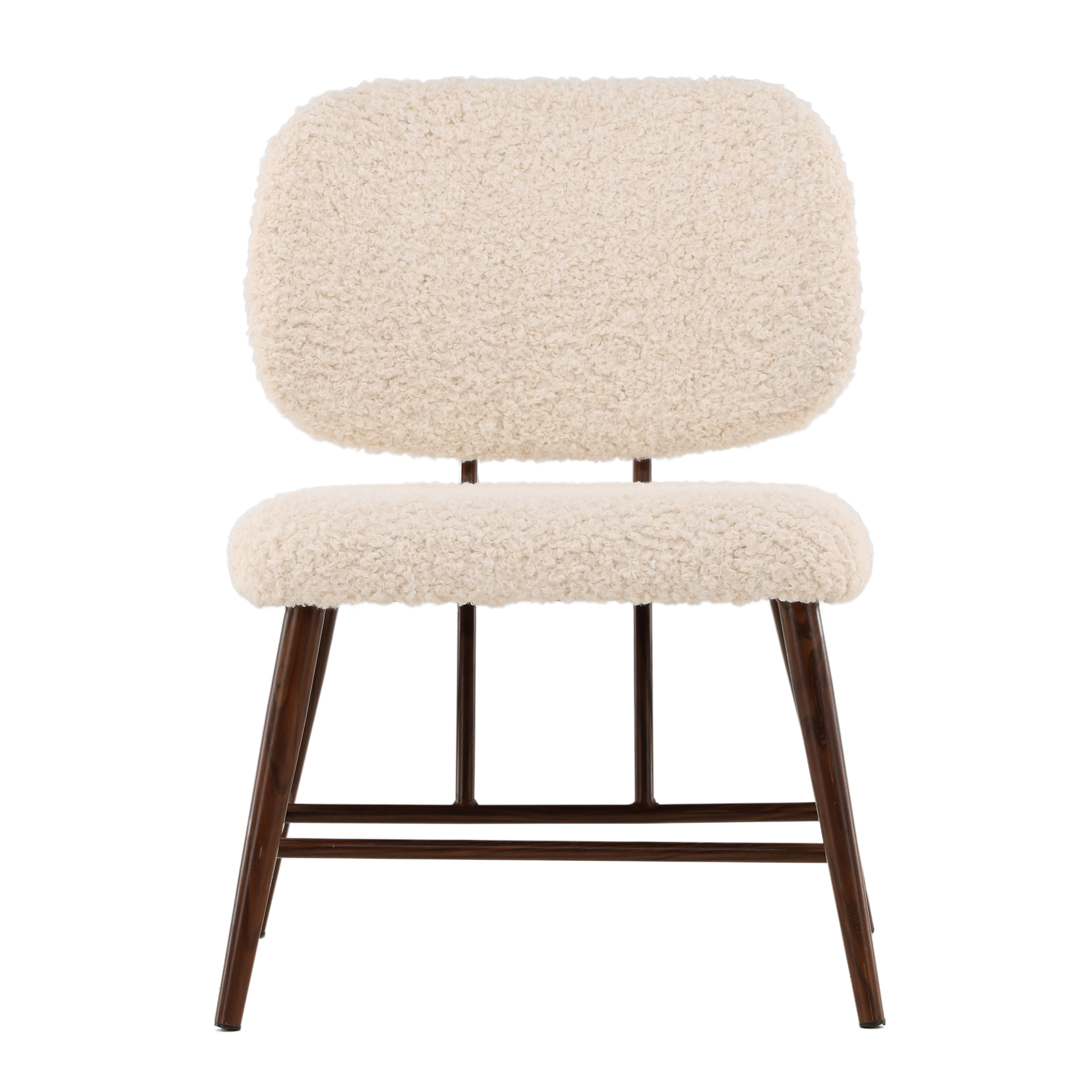 Midland Loungestol Vit Teddy/Valnöt
