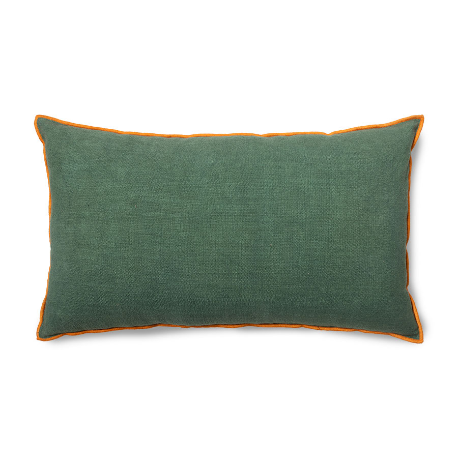 HKliving - Linen Pyntepute Country House 60x35 - Grønn  - Dekorasjonspute