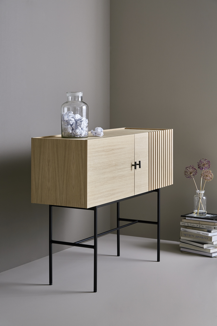 Woud Array Sideboard White Oak/Black 120cm