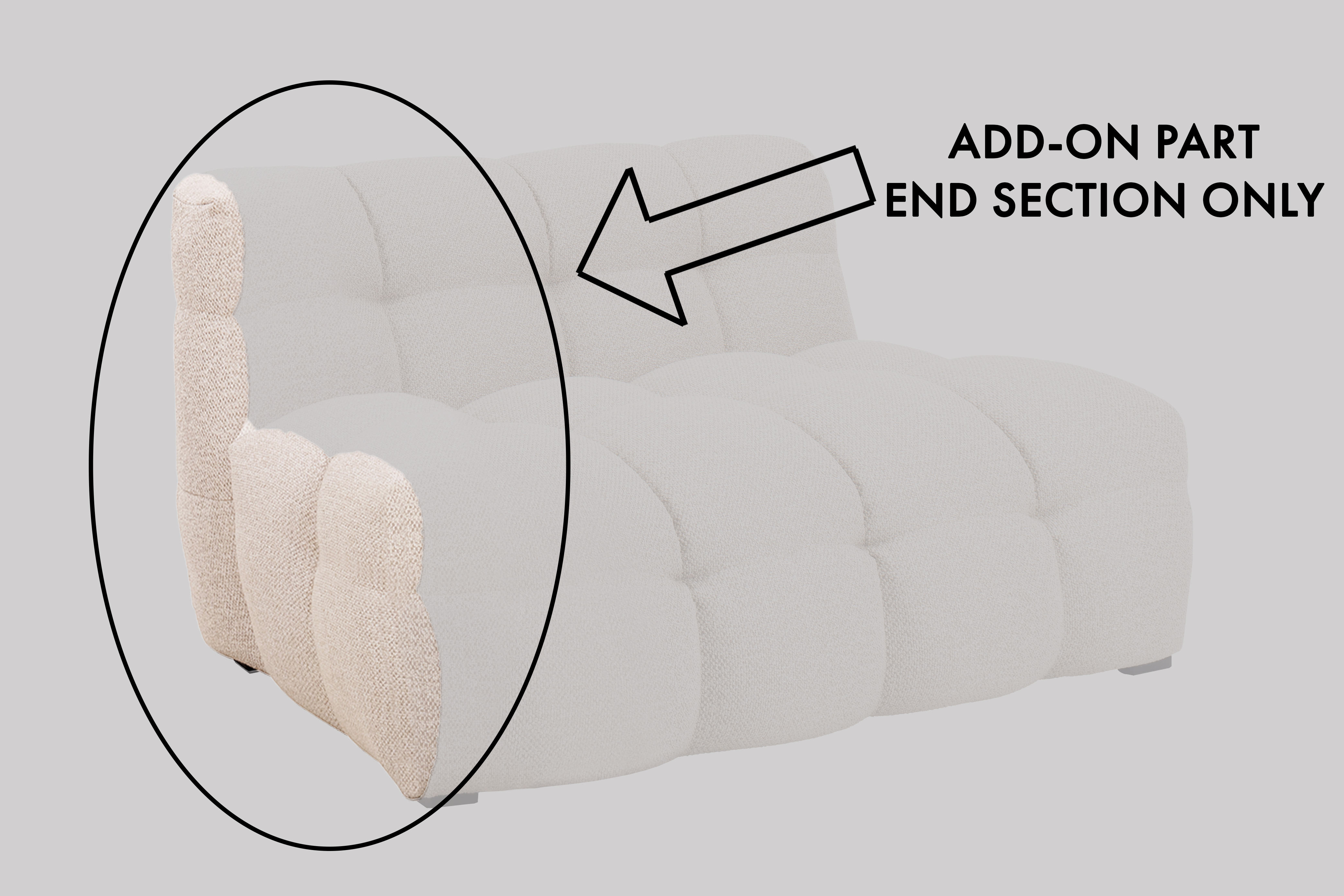Sleepo Collection - Billie Soffavslut till Modul Vänster Beige Bouclé 8cm