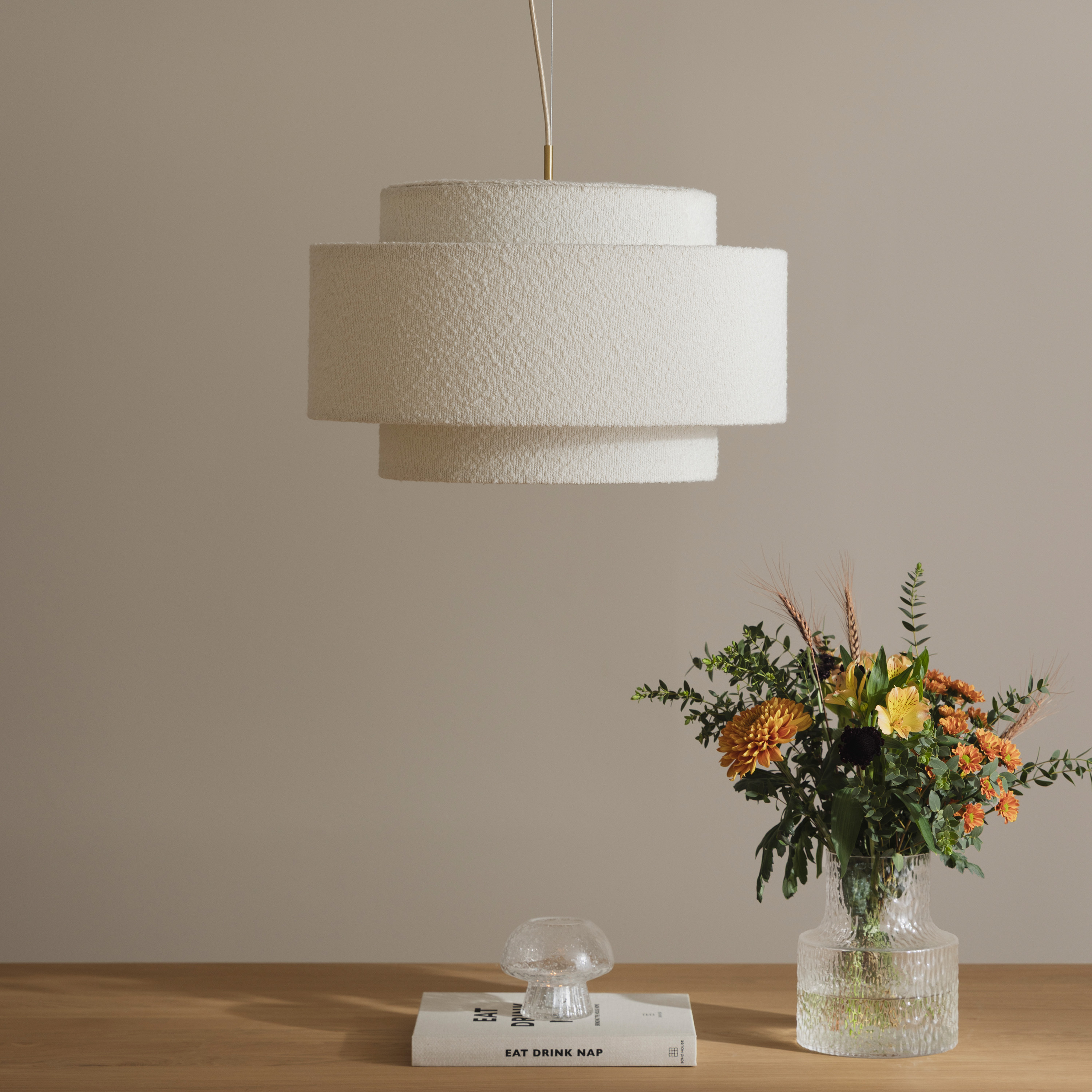 Globen Lighting Noah Kattovalaisin Bouclé Valkoinen 50cm