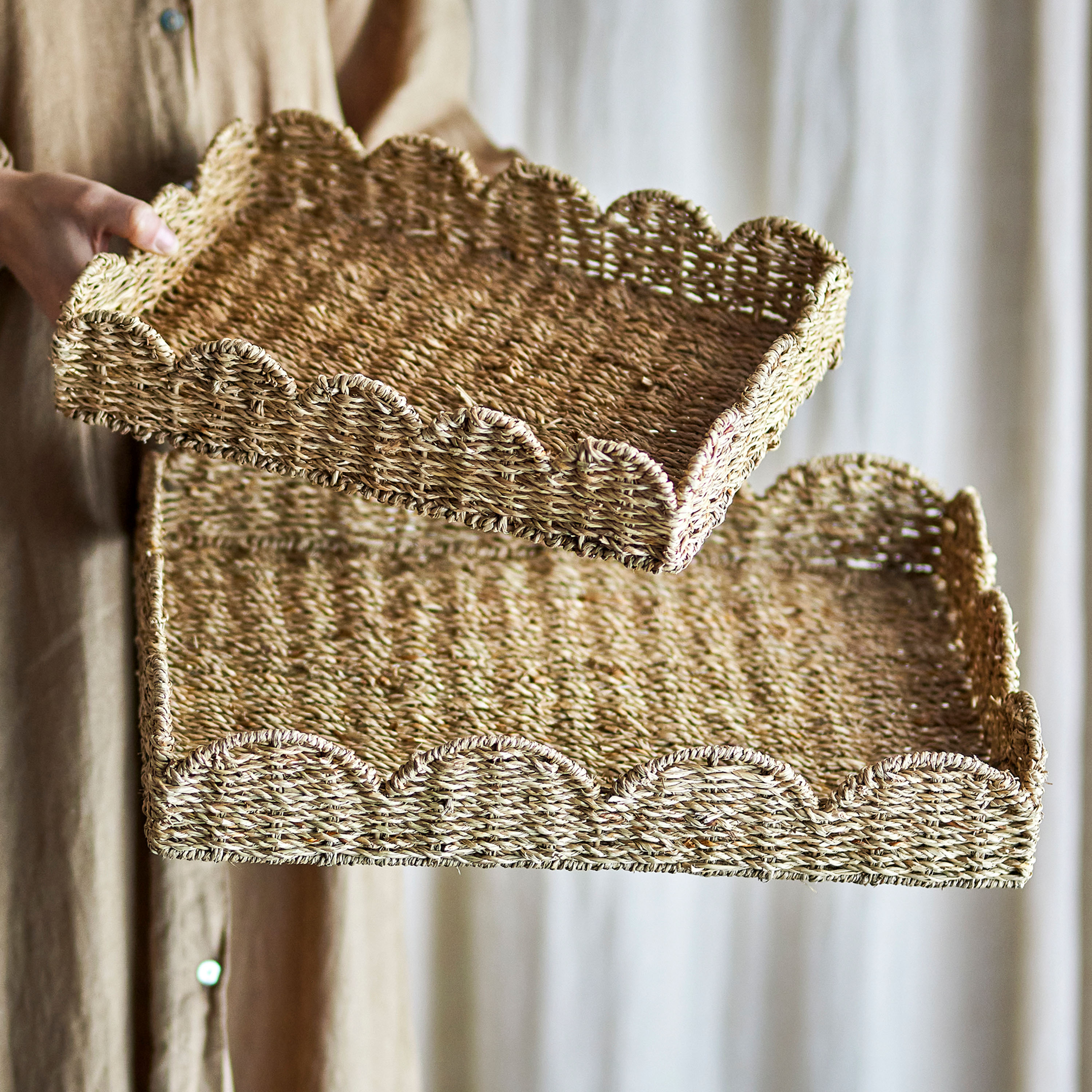 Bloomingville Brea Tarjoilualusta Nature 2-pakkaus