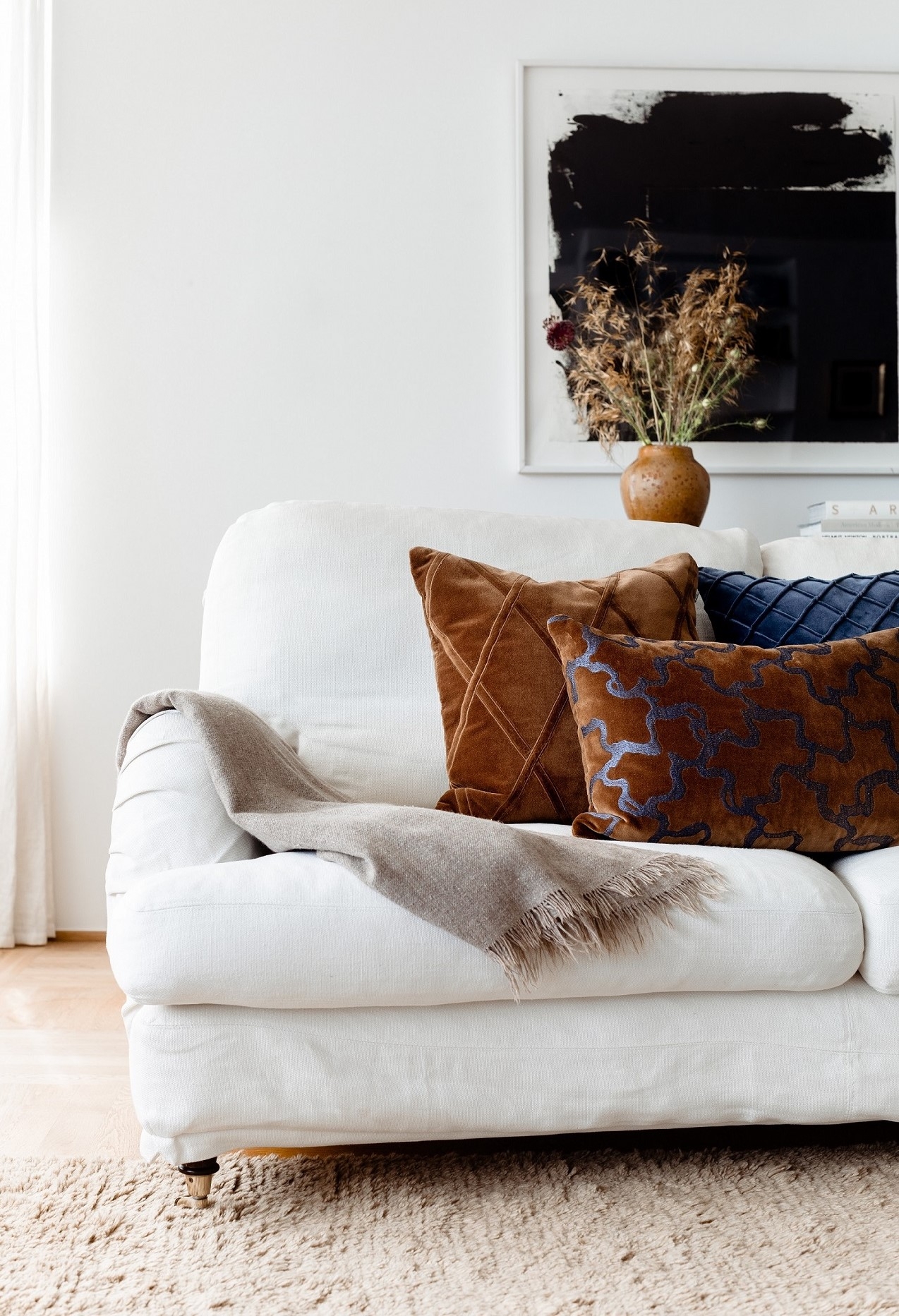 Chhatwal &amp; Jonsson Chand Kuddfodral Sammet Cognac/Sea Blue 40x60