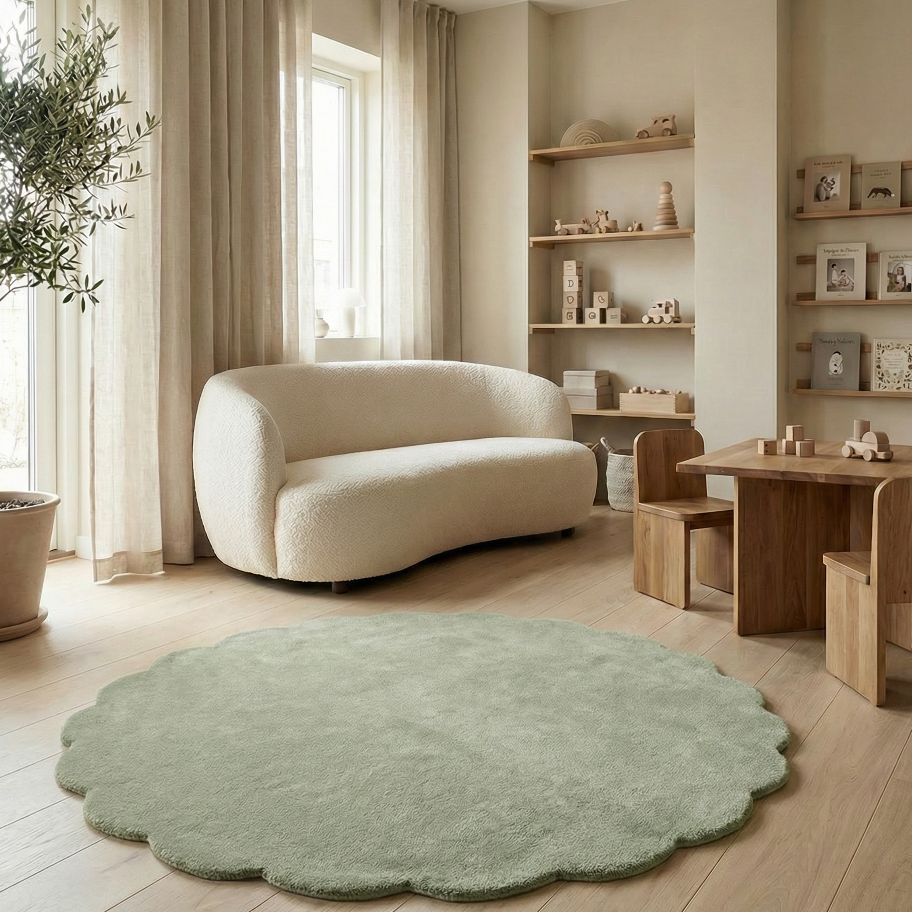 Classic Collection Shell Ullmatta Rund Grön Ø120