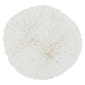 Sleepo Collection - Fluffy Flokati Teppe Ø160 - Hvit  - Ulltepper