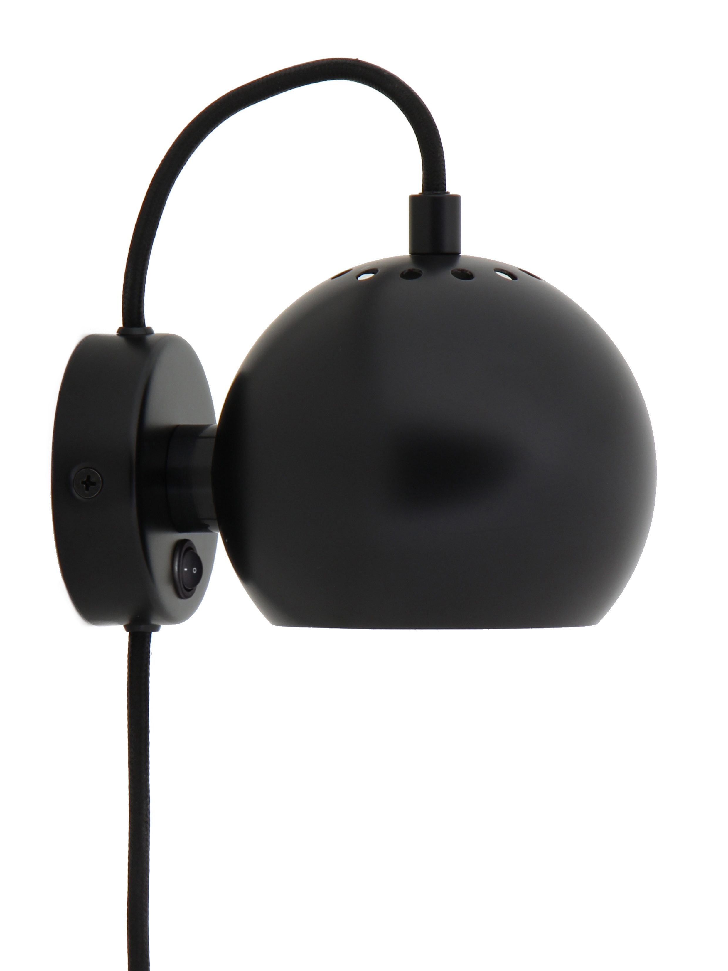 Ball Vegglampe Matt Svart Ø12