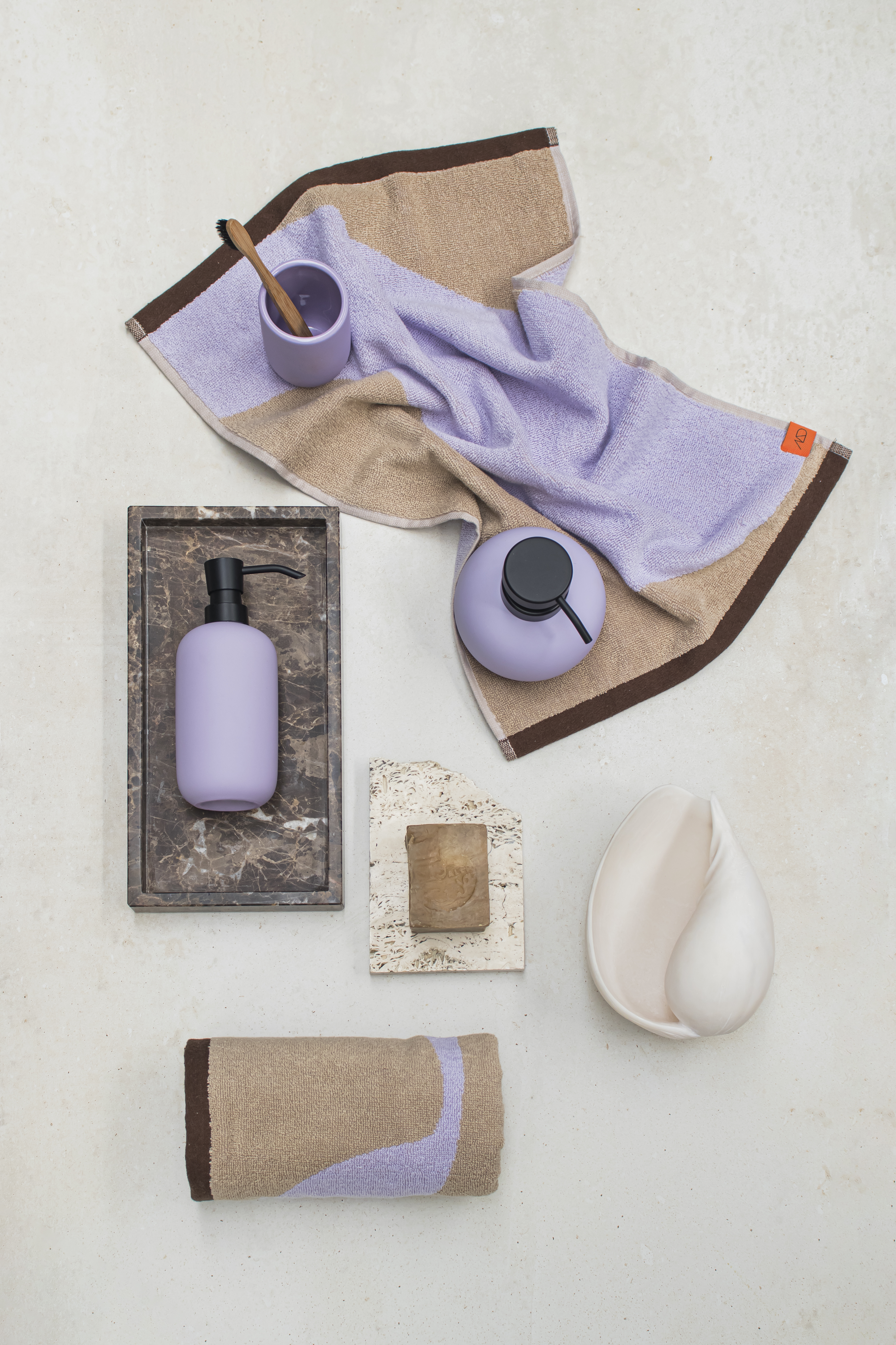 Mette Ditmer Nova Arte Handduk Sand/Lilac 40x55 2-pack