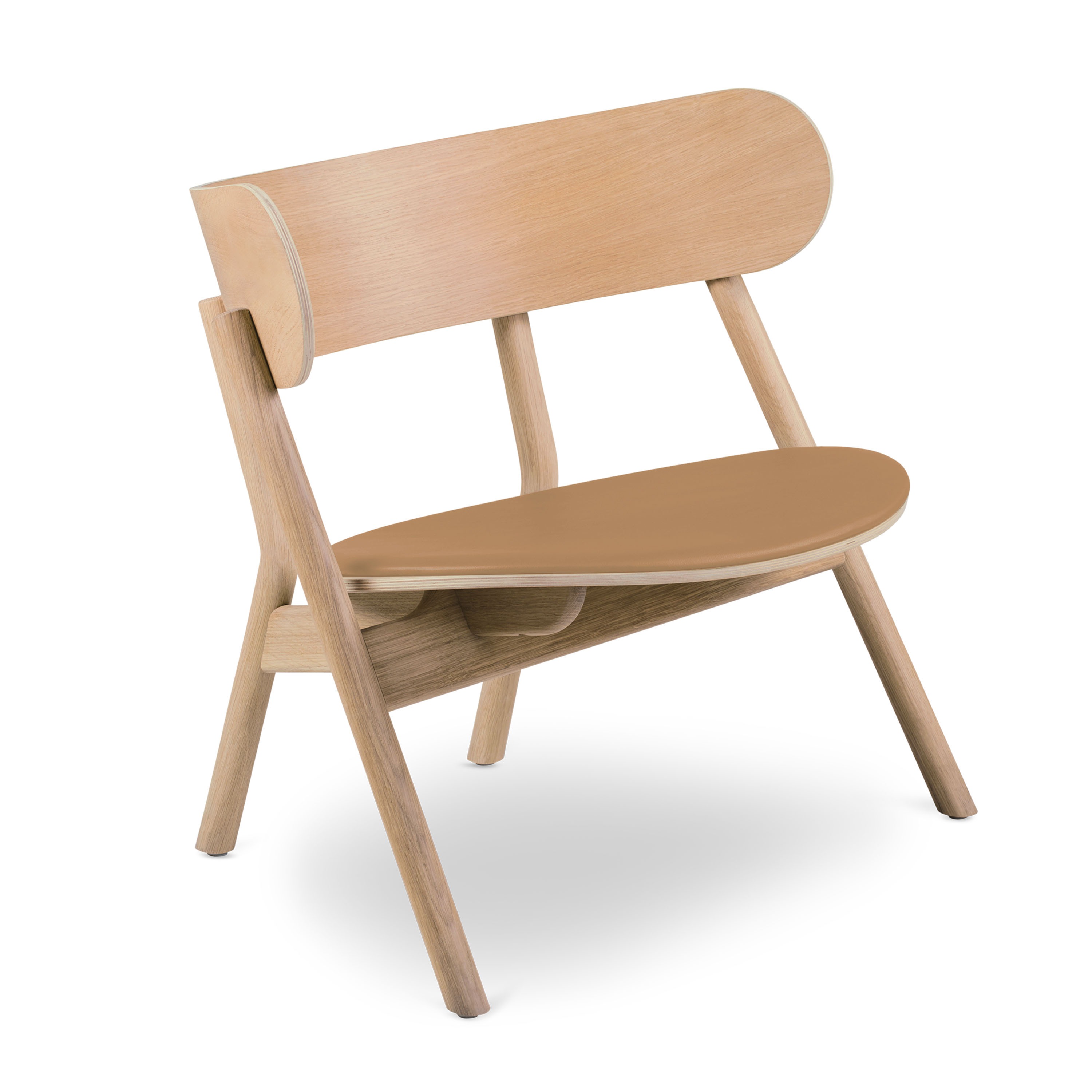 Oaki Loungestol Brown Leather/Light Oil Oak