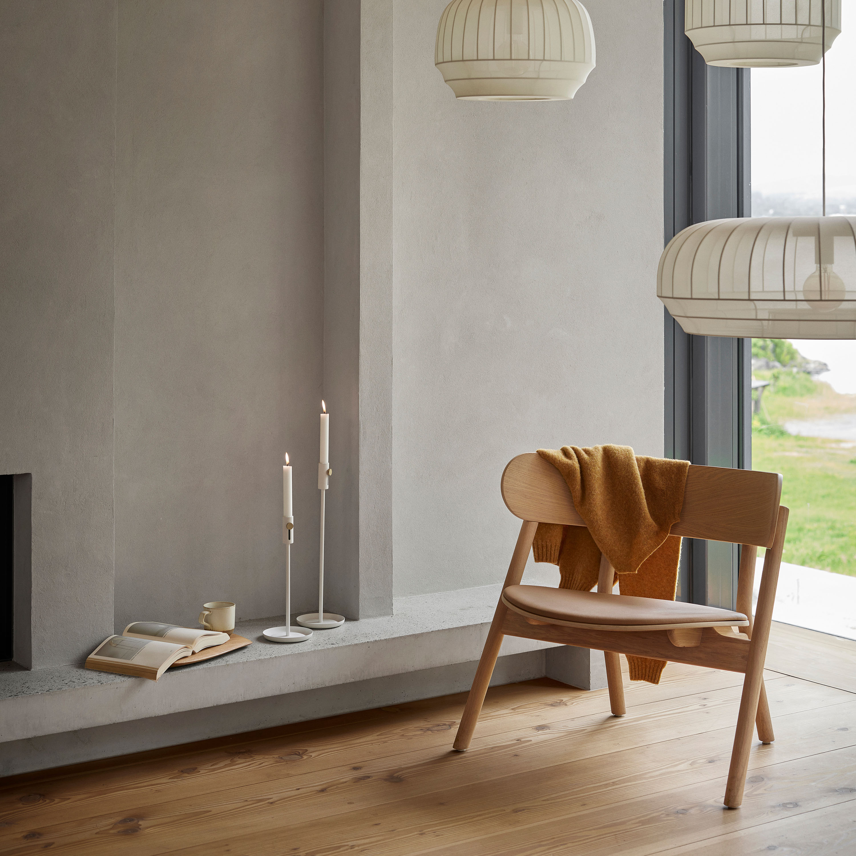 Northern Oaki Loungesessel Brown Leather/Light Oil Oak