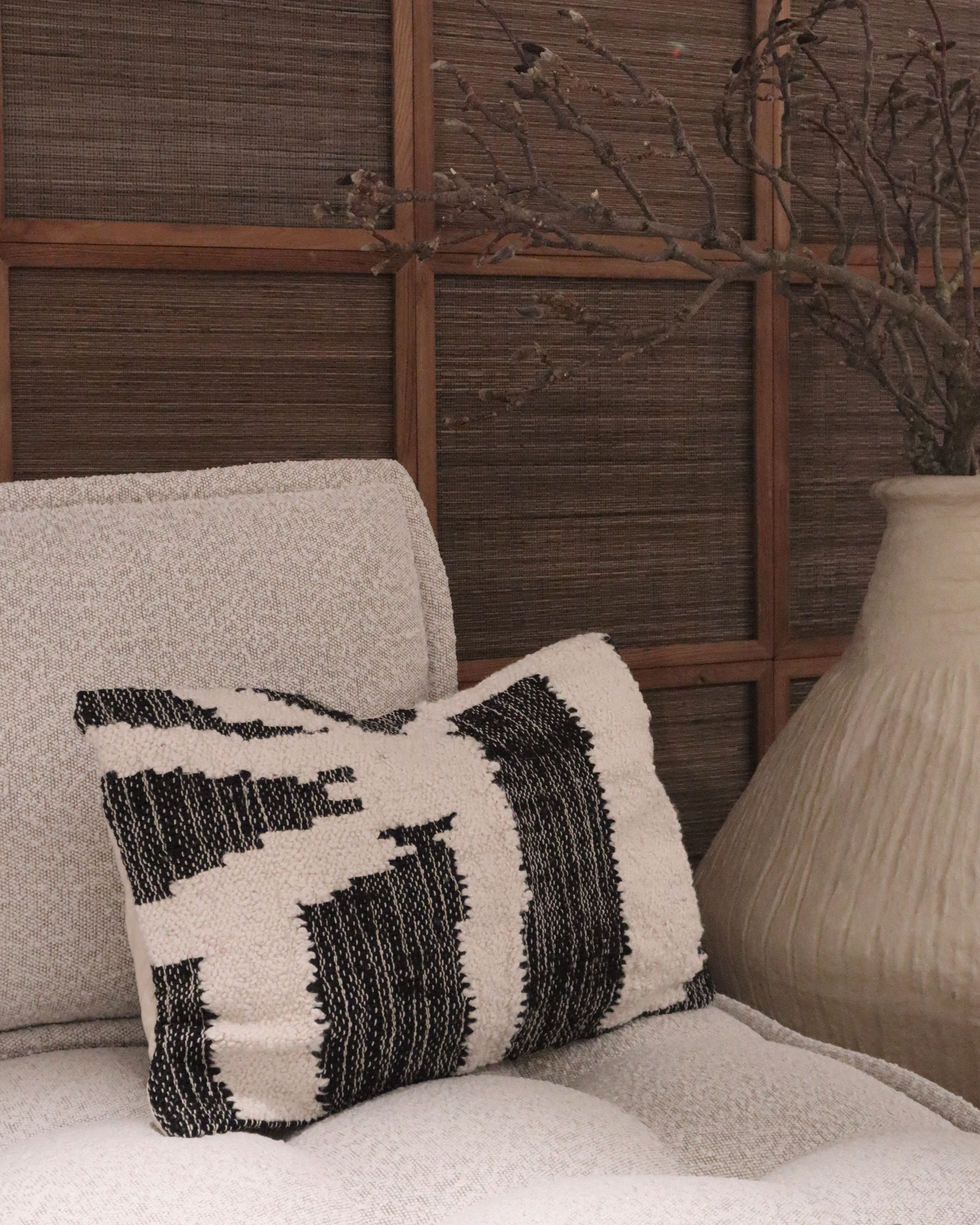 Jakobsdals Yulia Kissenbezug Jute Schwarz/Weiß 40x60