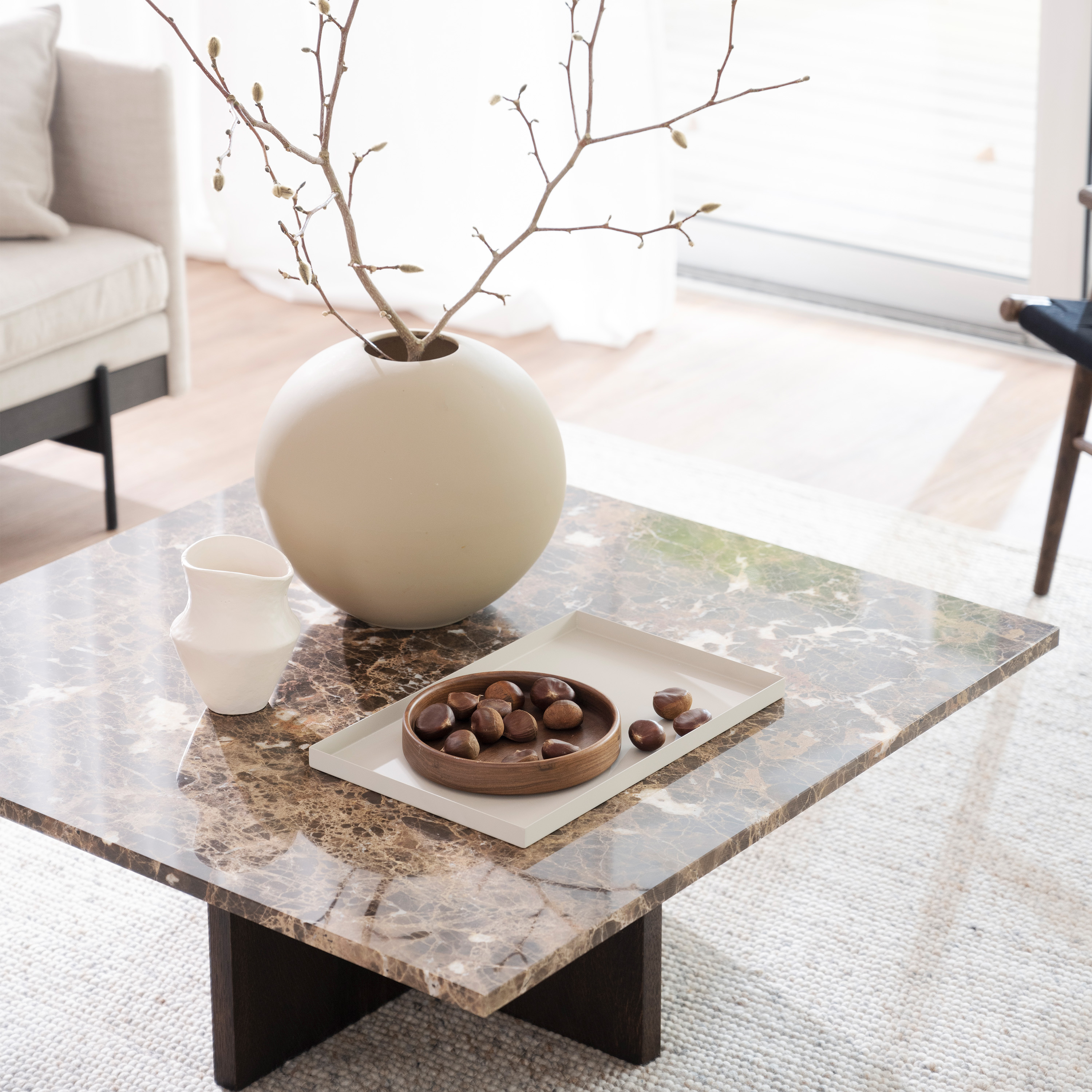 Rowico Home Brooksville Soffbord Brun Marmor/Ek 90x90