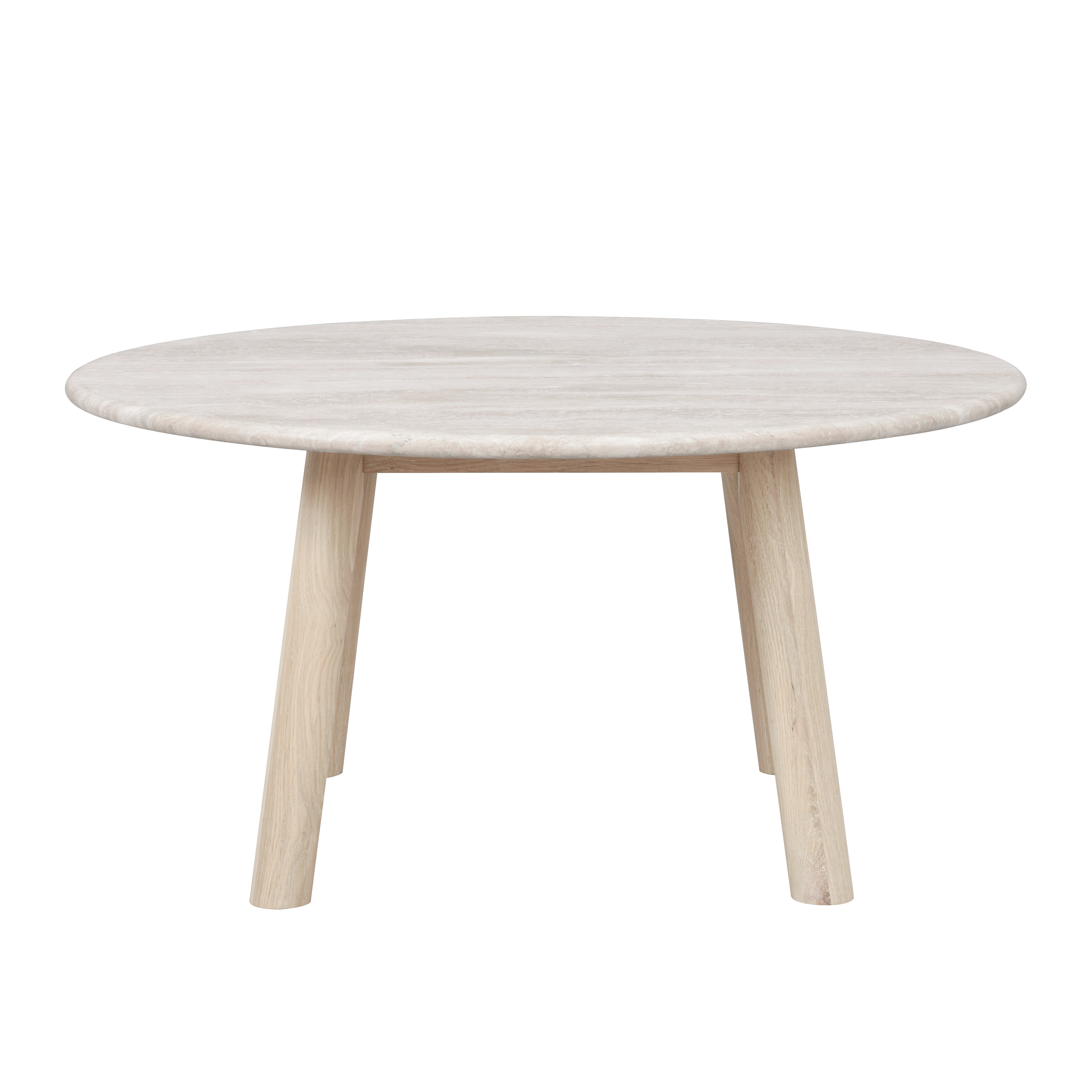 Taransay Soffbord Beige Travertin/Vitpigmenterad Ek Ø90