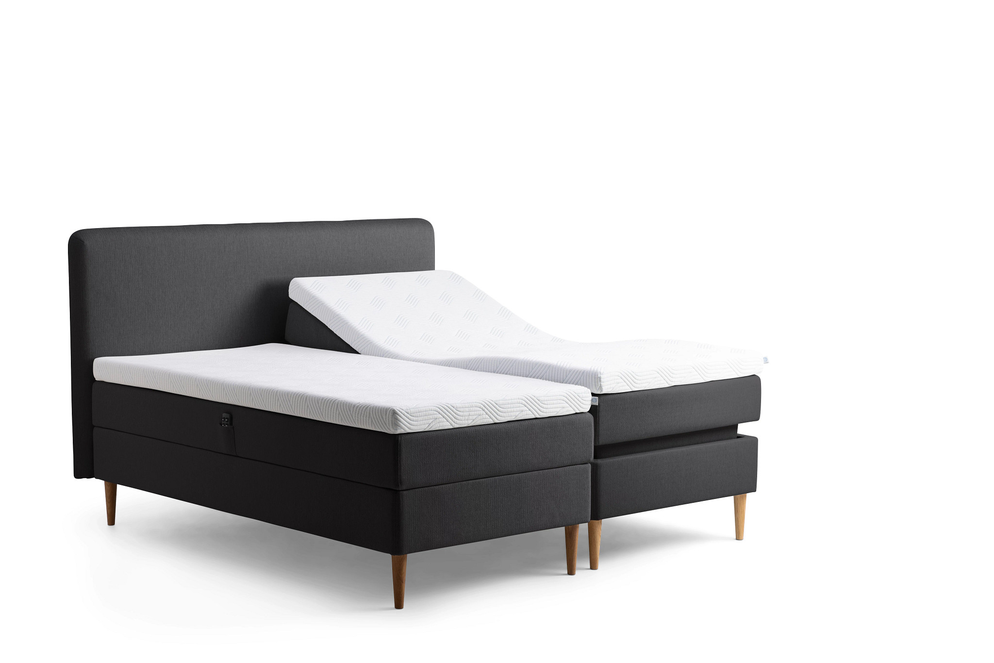 Tempur Promise Ställbar Säng Dark Grey 90x200 ProLuxe SmartCool 10cm Medium Metallben Krom 19cm