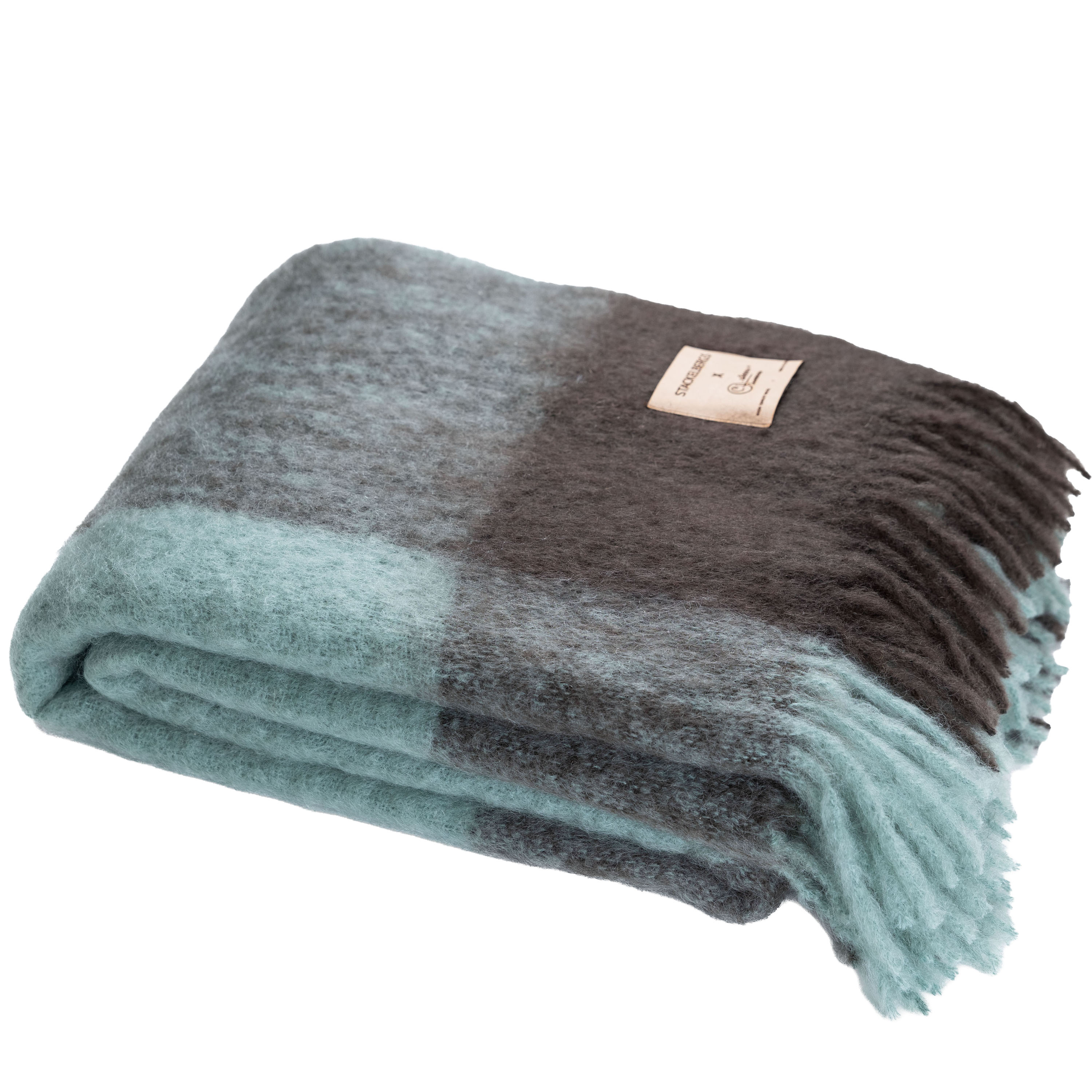 Mohair New Square Torkkupeitto Green Dark Brown