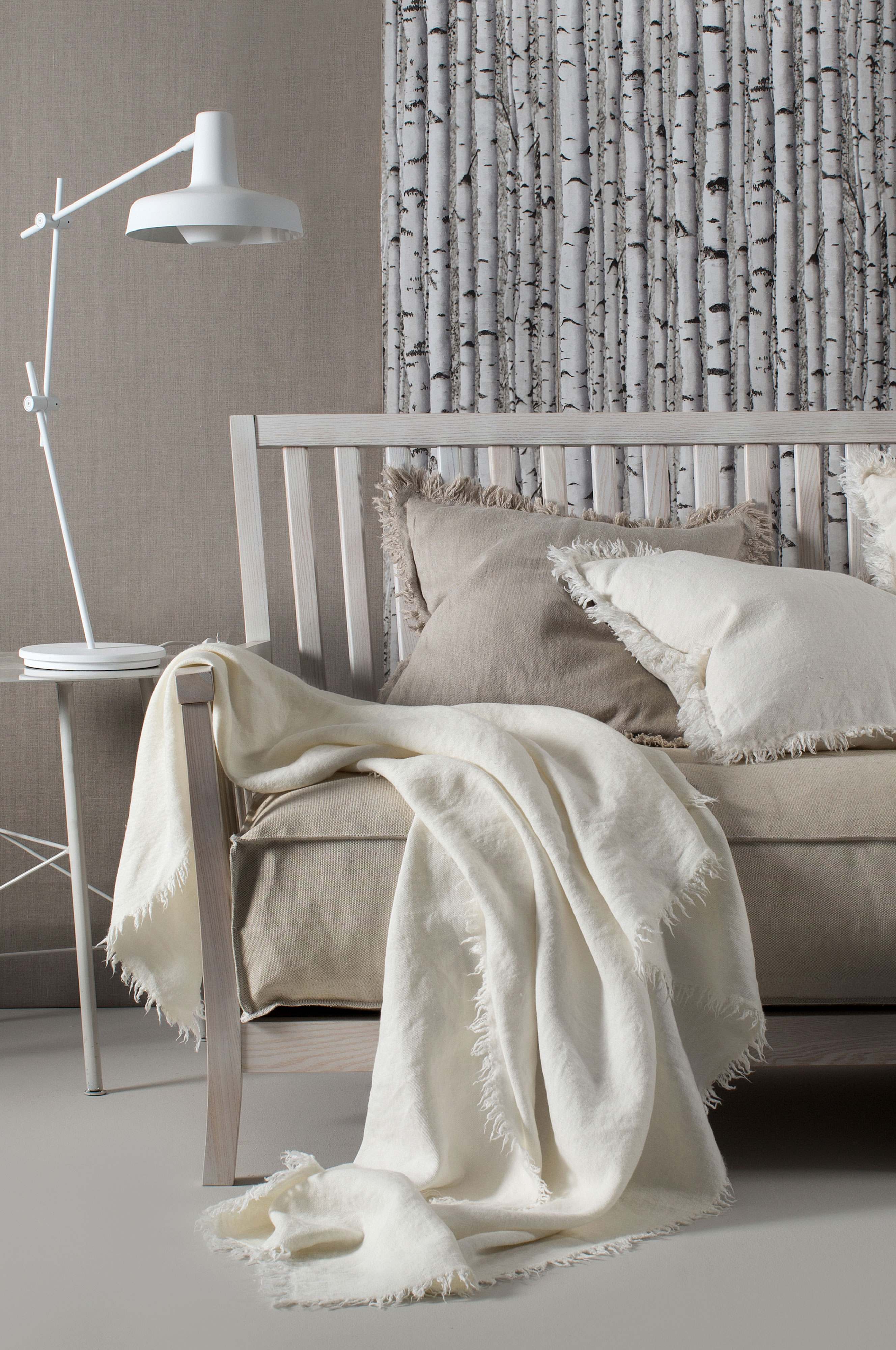 Himla Merlin Pläd Linne Offwhite