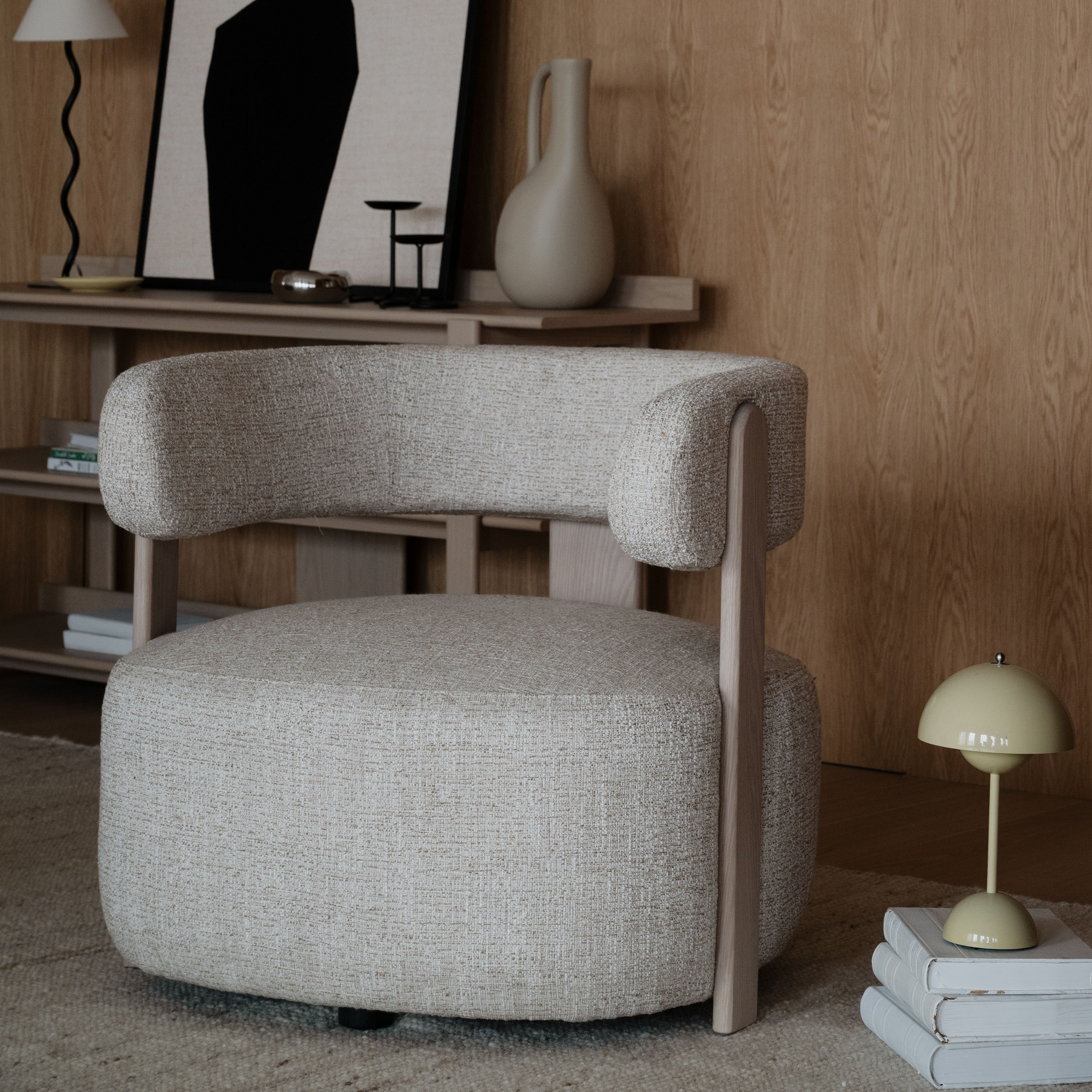 Rowico Home Jenison Loungesessel Hellbeige/Weißpigmentiert