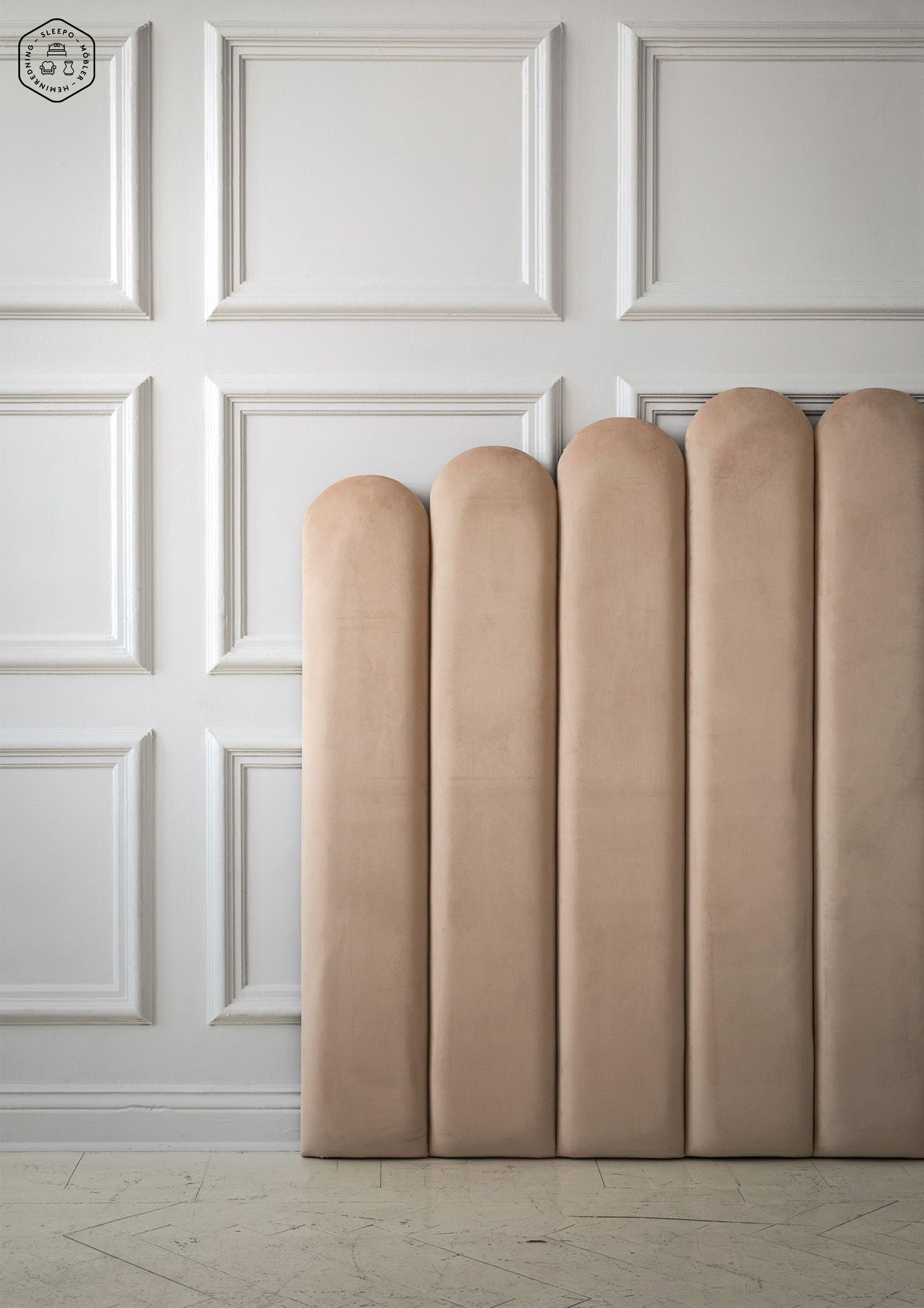 Sleepo Collection Art Sängynpääty Sametti Beige 160cm