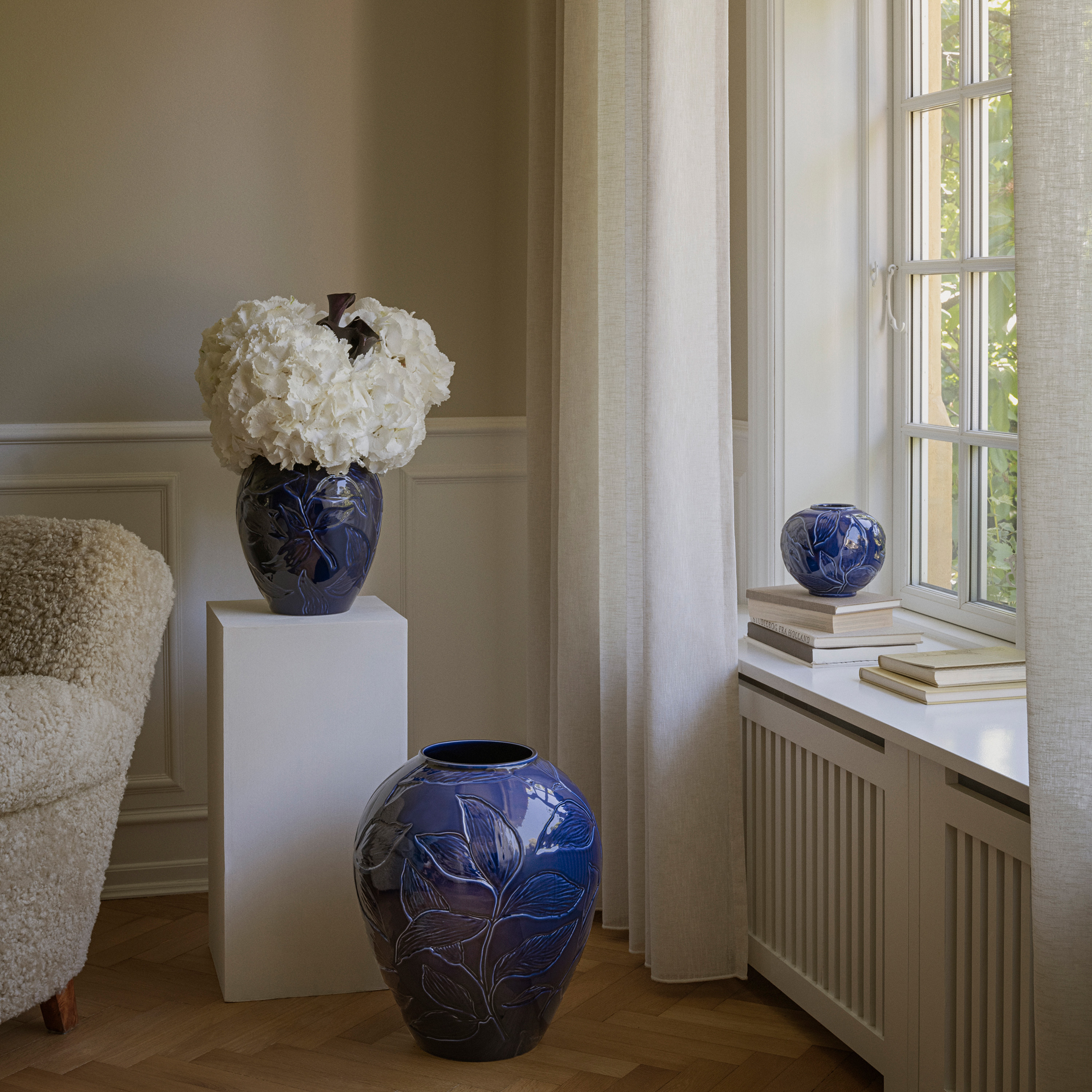 Bergs Potter Florita Vase glasiert Agate Blue 15 cm