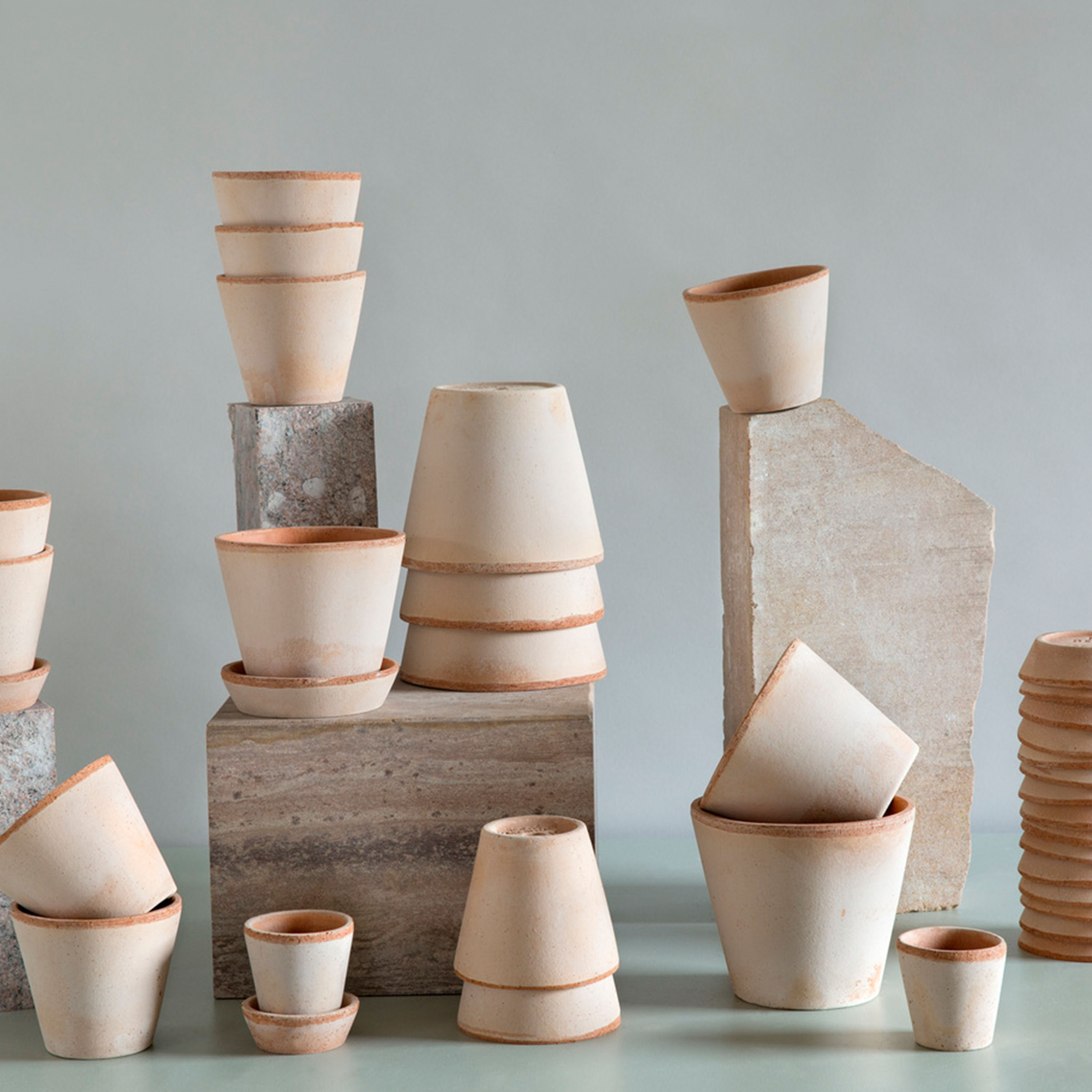 Bergs Potter Julie Kruka med fat Raw Rosa Terracotta Ø45