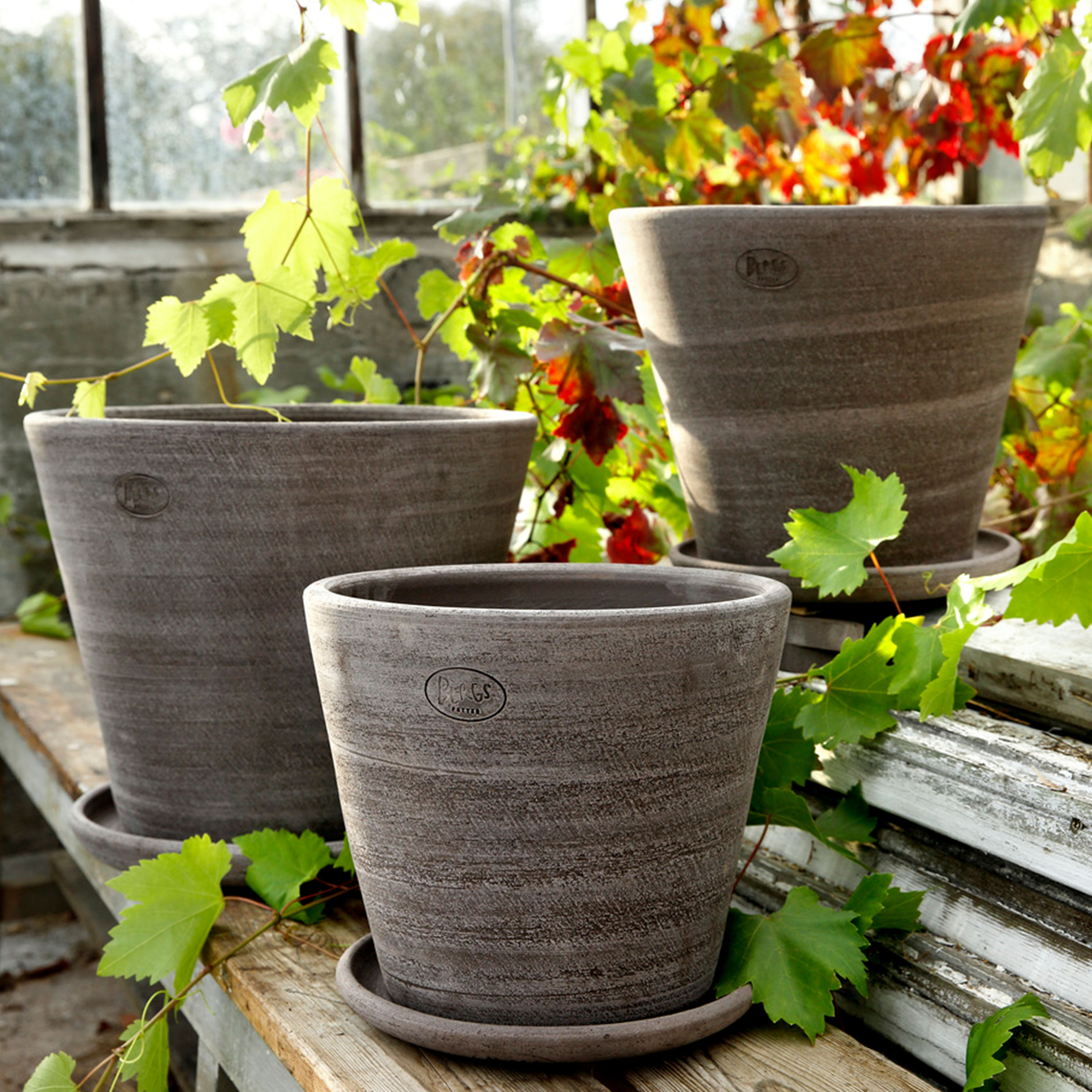 Bergs Potter Julie Kruka med fat Raw Grey Terracotta Ø45