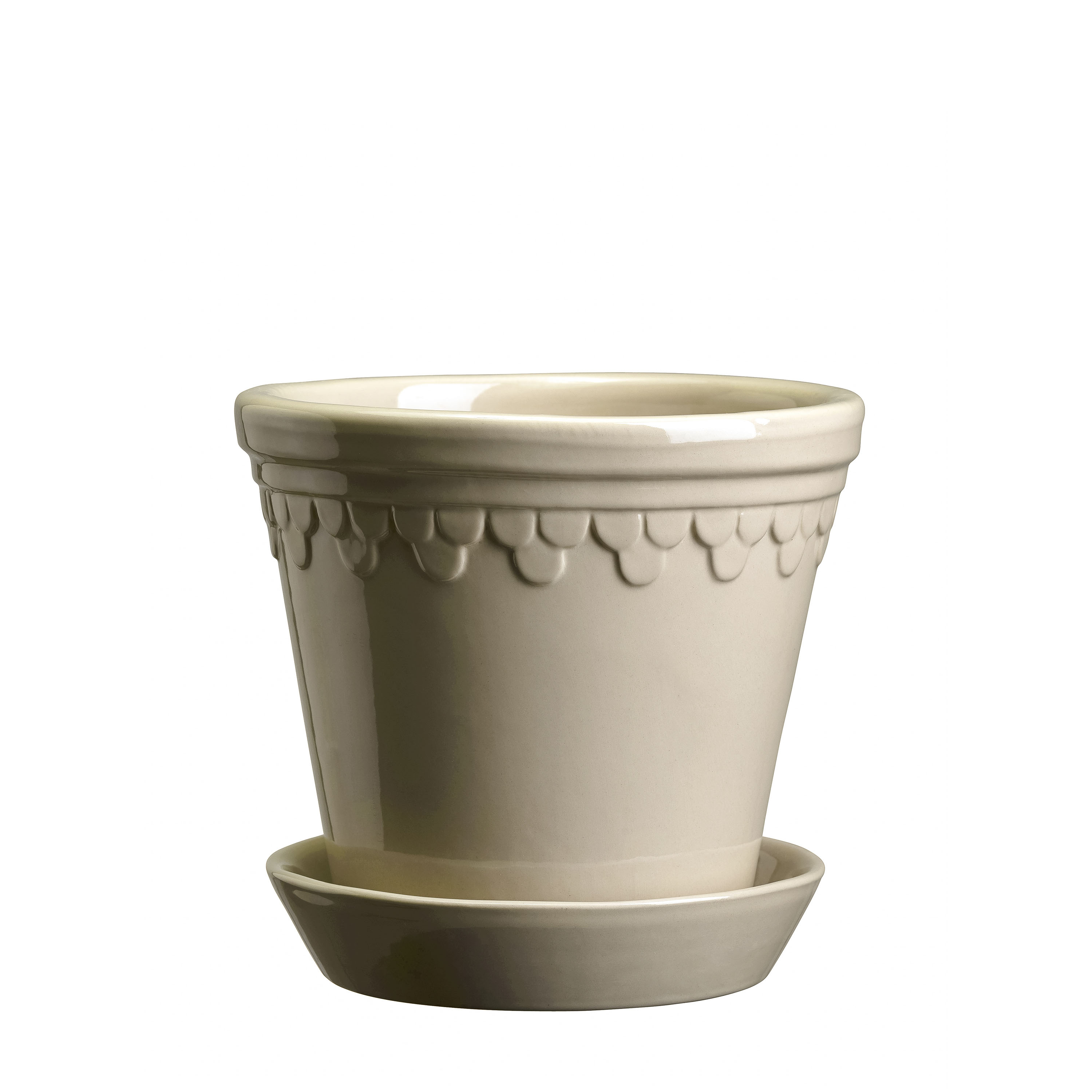 Bergs Potter - Københavner Topf mit Untersetzer Glasierte Sandstein Ø16 - Beige - Töpfe