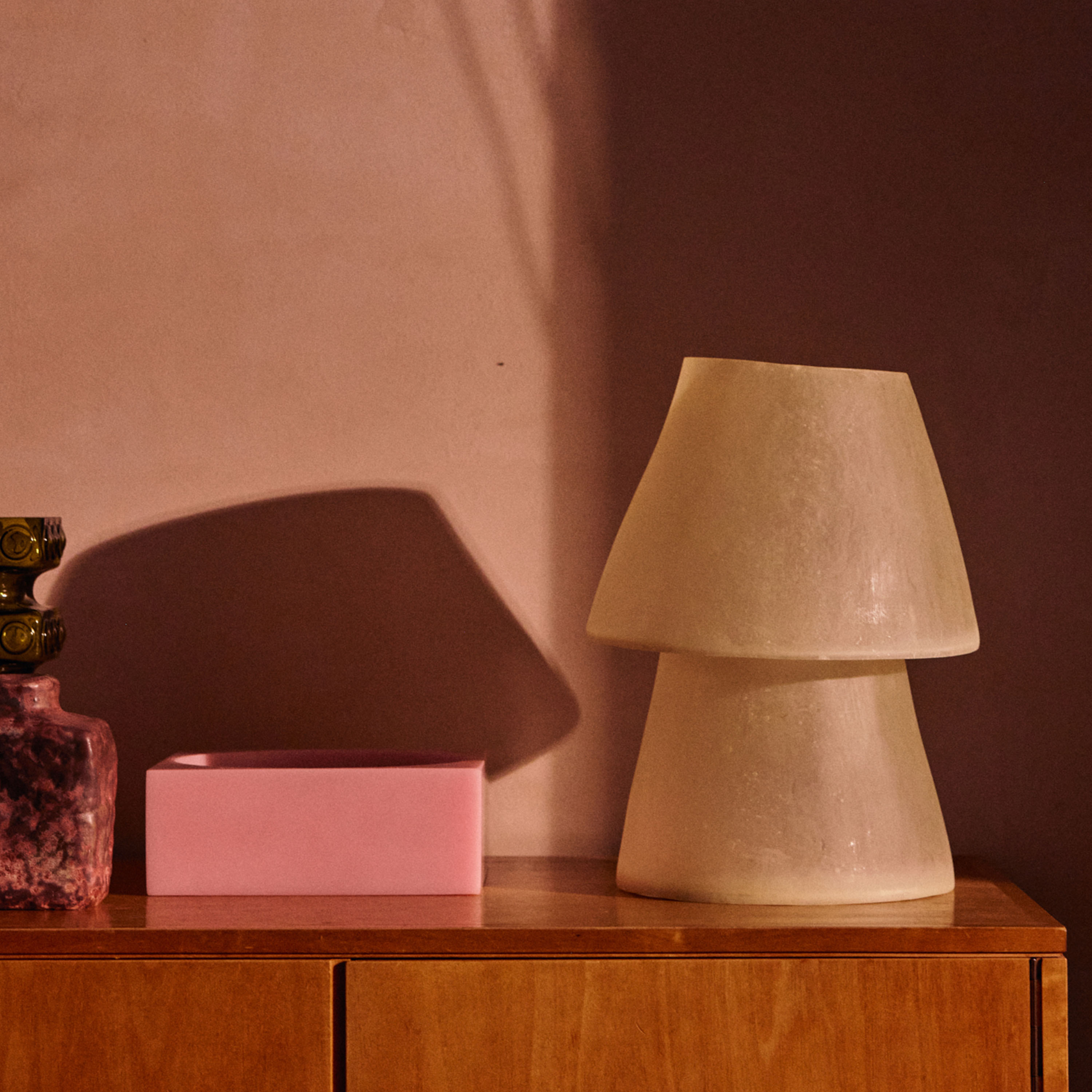 HKliving Glassfiber Pöytävalaisin Pink 27 cm