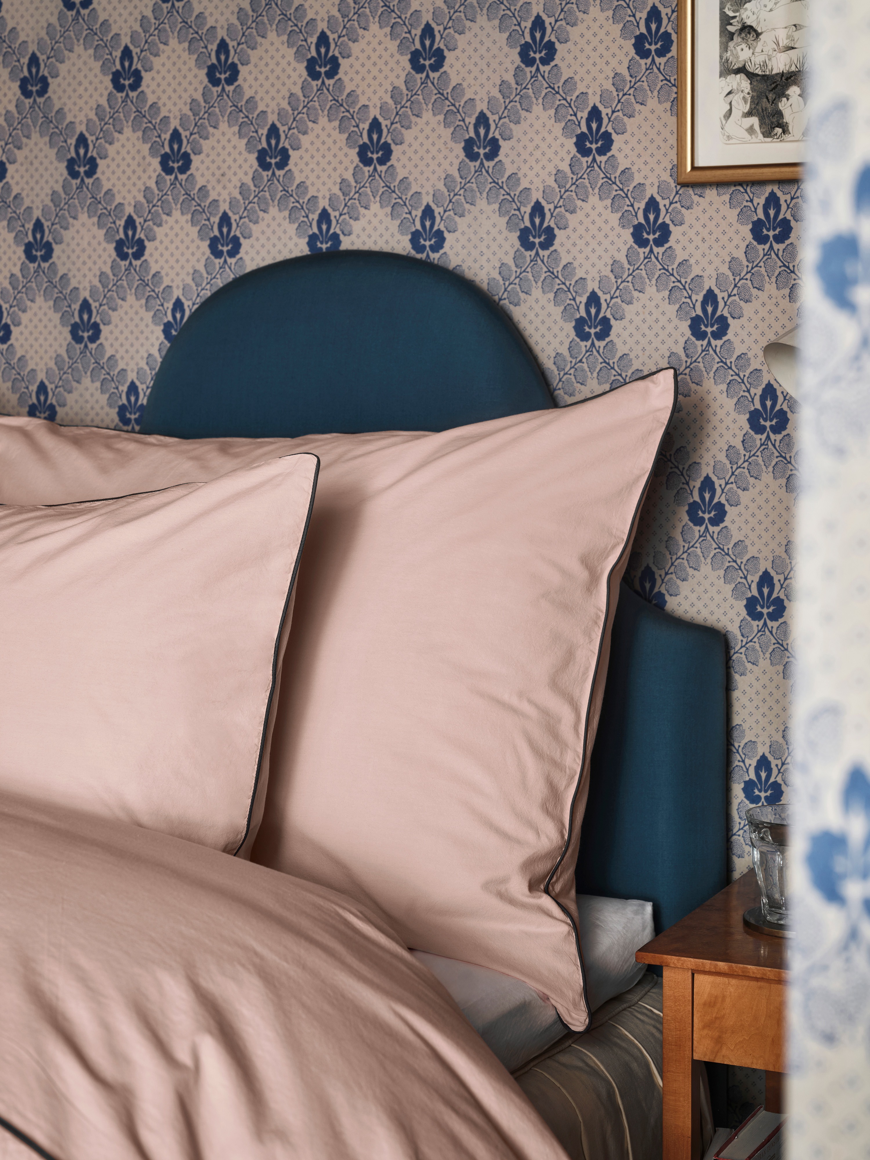 Mille Notti Powder Örngott EKO Rosa/Mörkblå 60x80