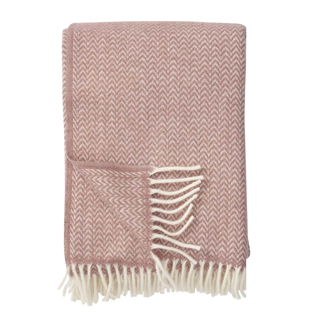 Klippan Yllefabrik - Chevron Ekologisk Ullpläd Nude - Rosa