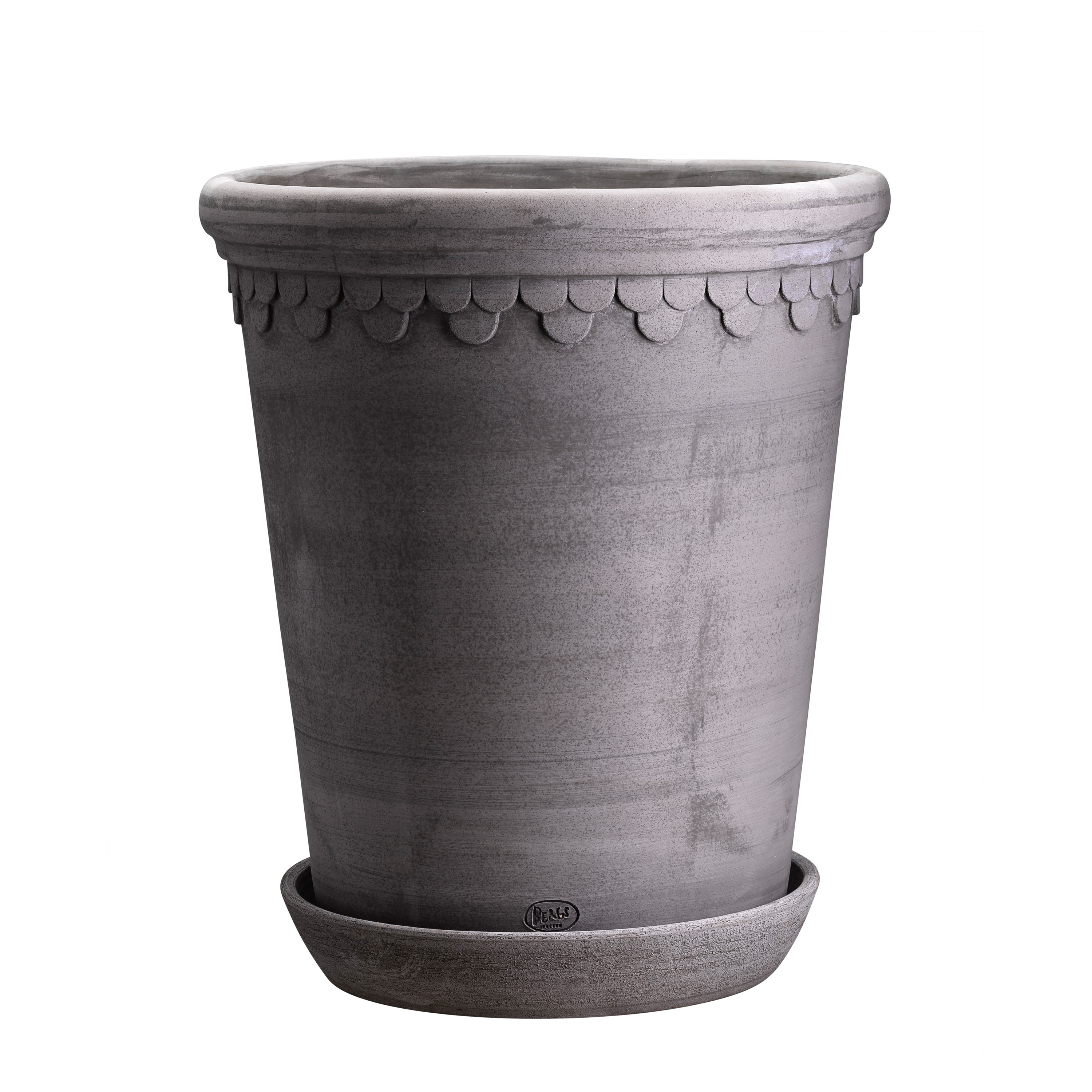 Københavner Tall Kruka med fat Raw Grey Terracotta Ø18