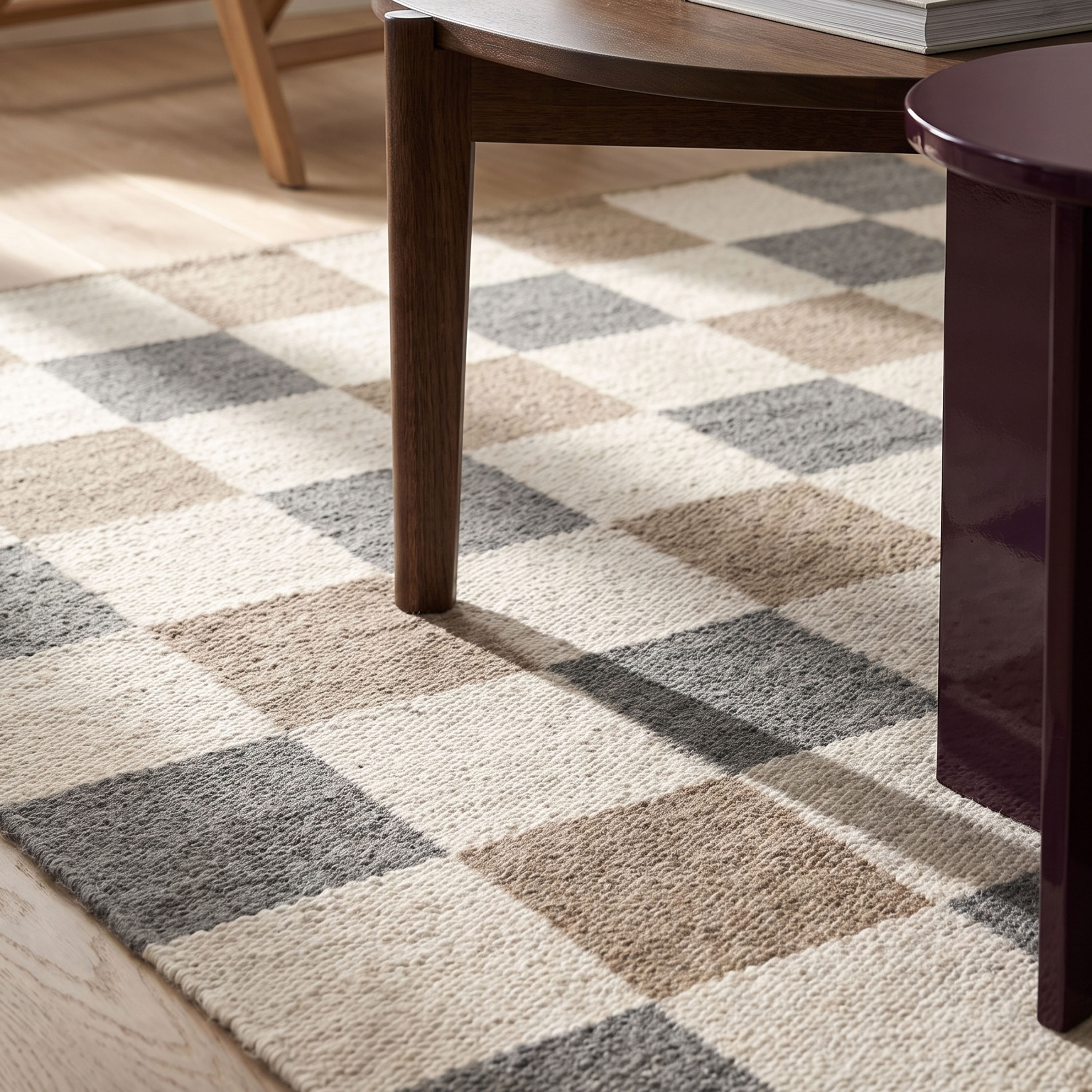 Classic Collection Checked Ullmatta Grey/Natural 200x300