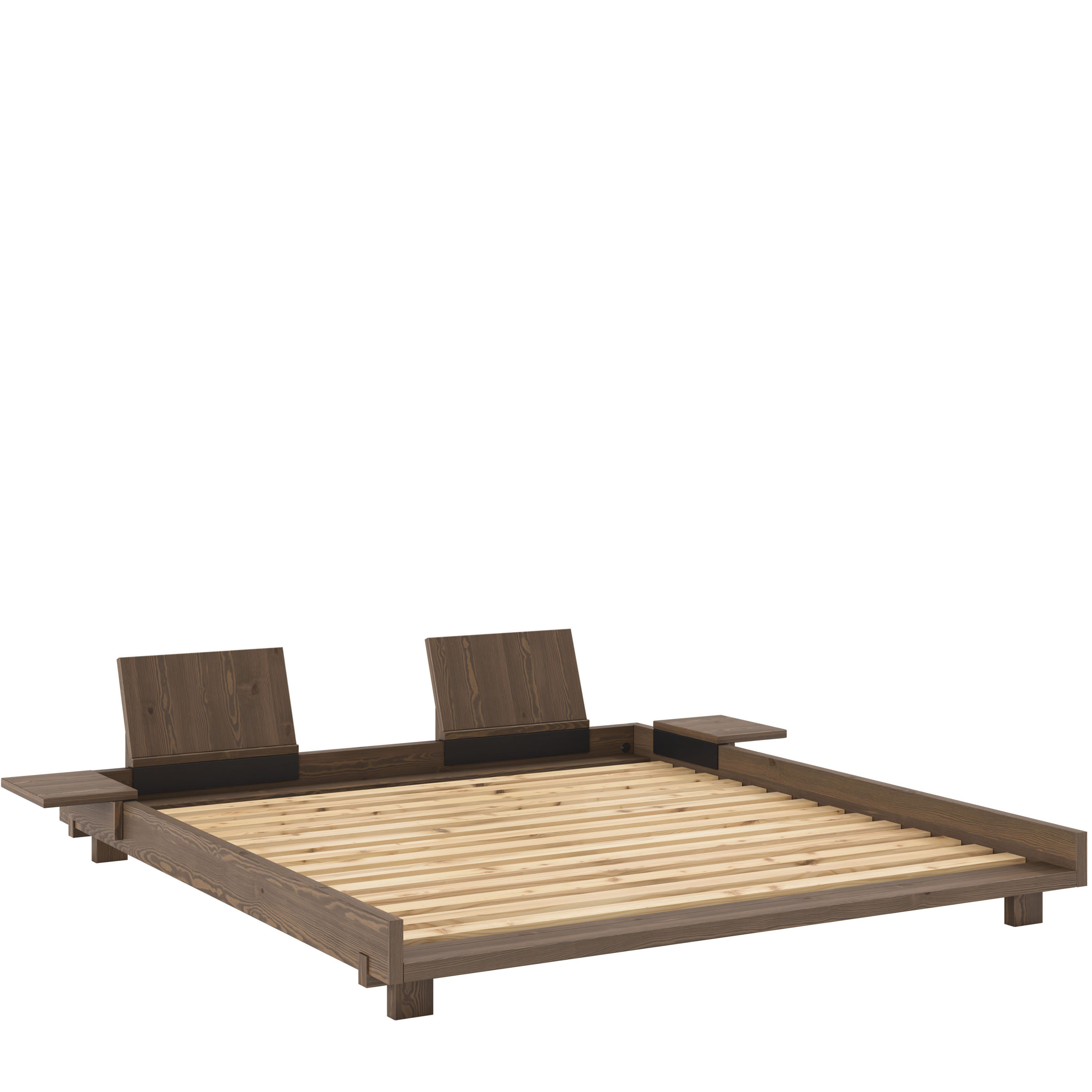 Social Bed Frame Carob Brown 180cm incl. 2 Backrests/Side Tables