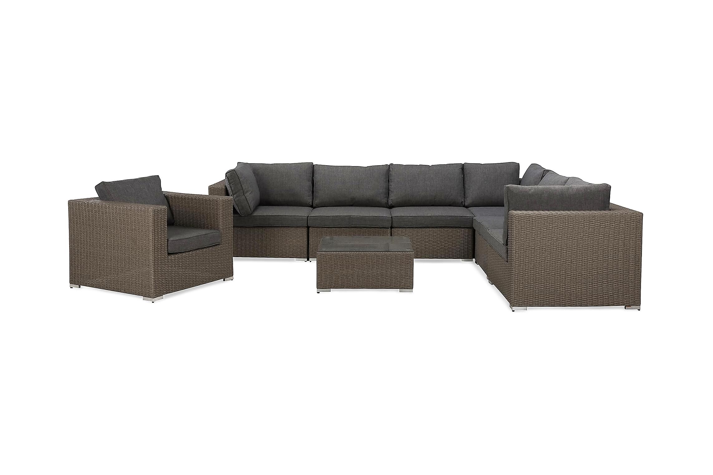 Nordic Outdoor - Lillian 6-sits Loungegrupp Brun/Mörkgrå