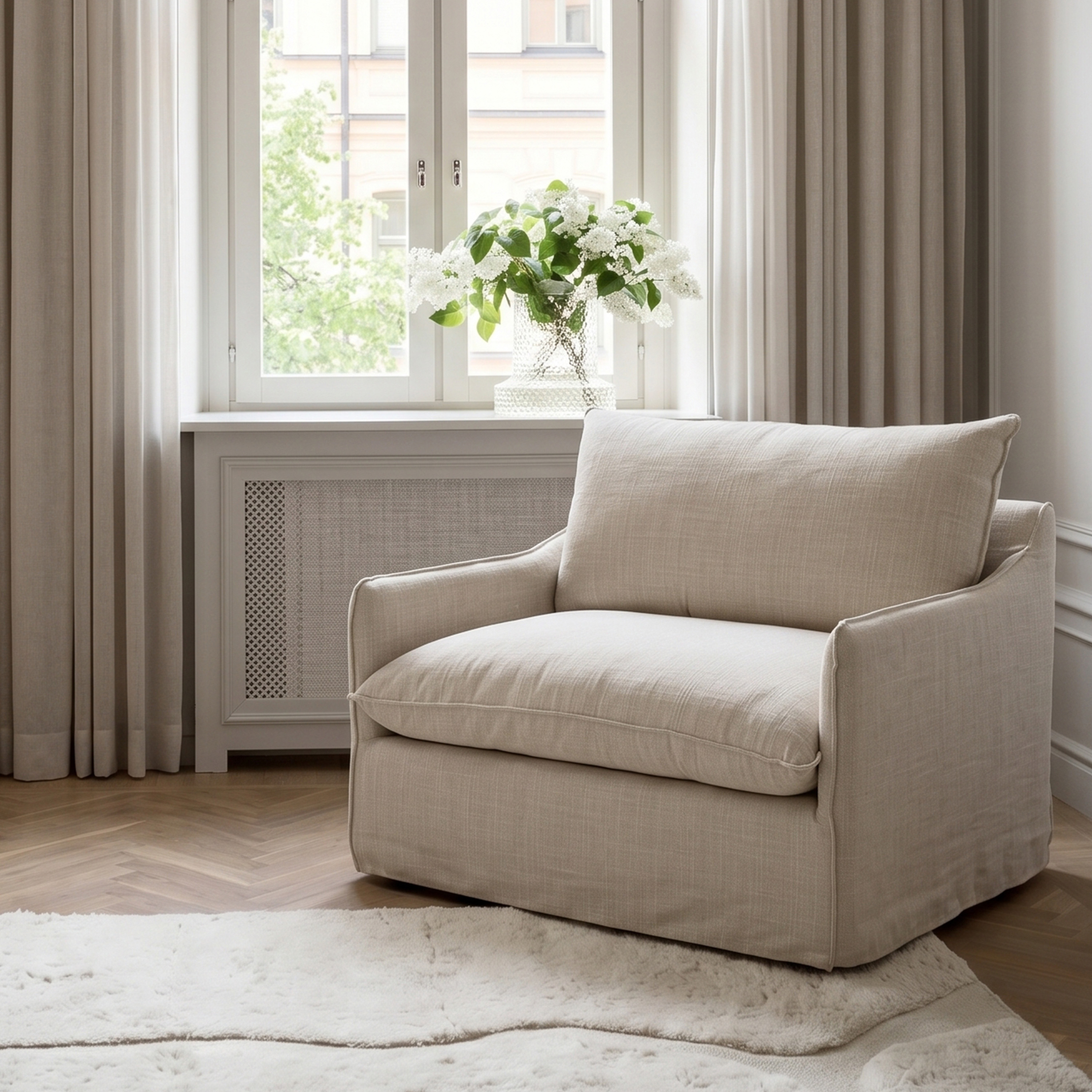 Sleepo Collection Grace Love Seat Light Linen 136 cm