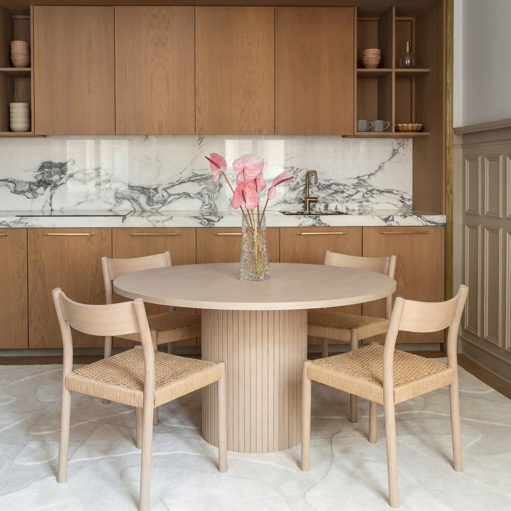 Sleepo Collection Bauer Matbord Vitoljad Ek Ø130+50