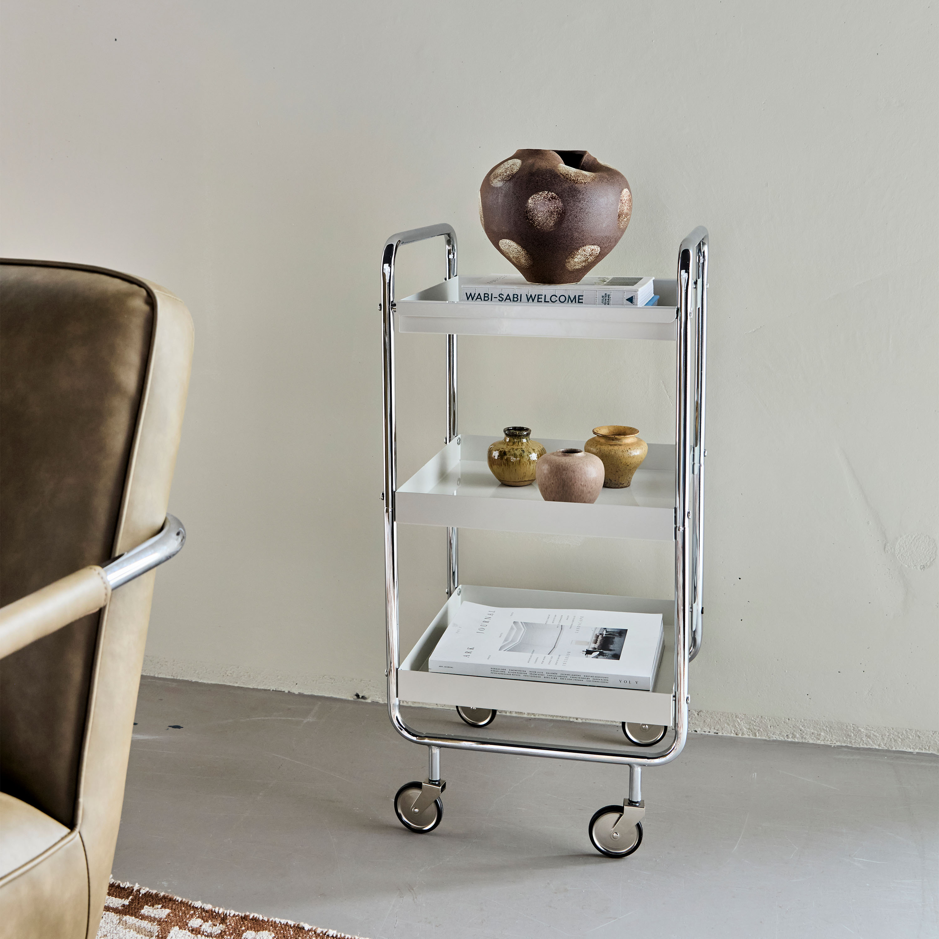 House Doctor Roll Servierwagen Off-White/Silber 42x85