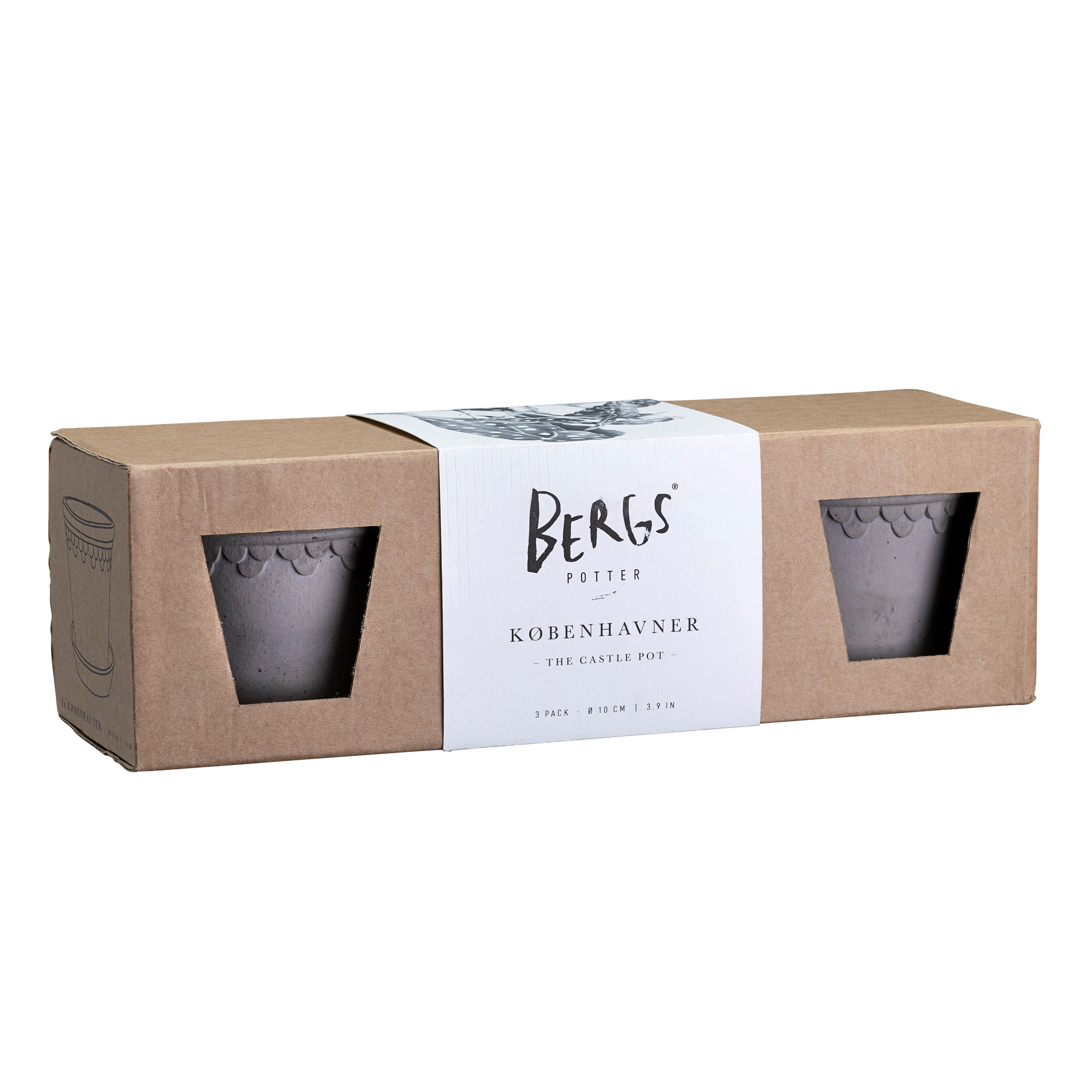 Københavner Kruka Raw Grey Terracotta 3-pack Ø10