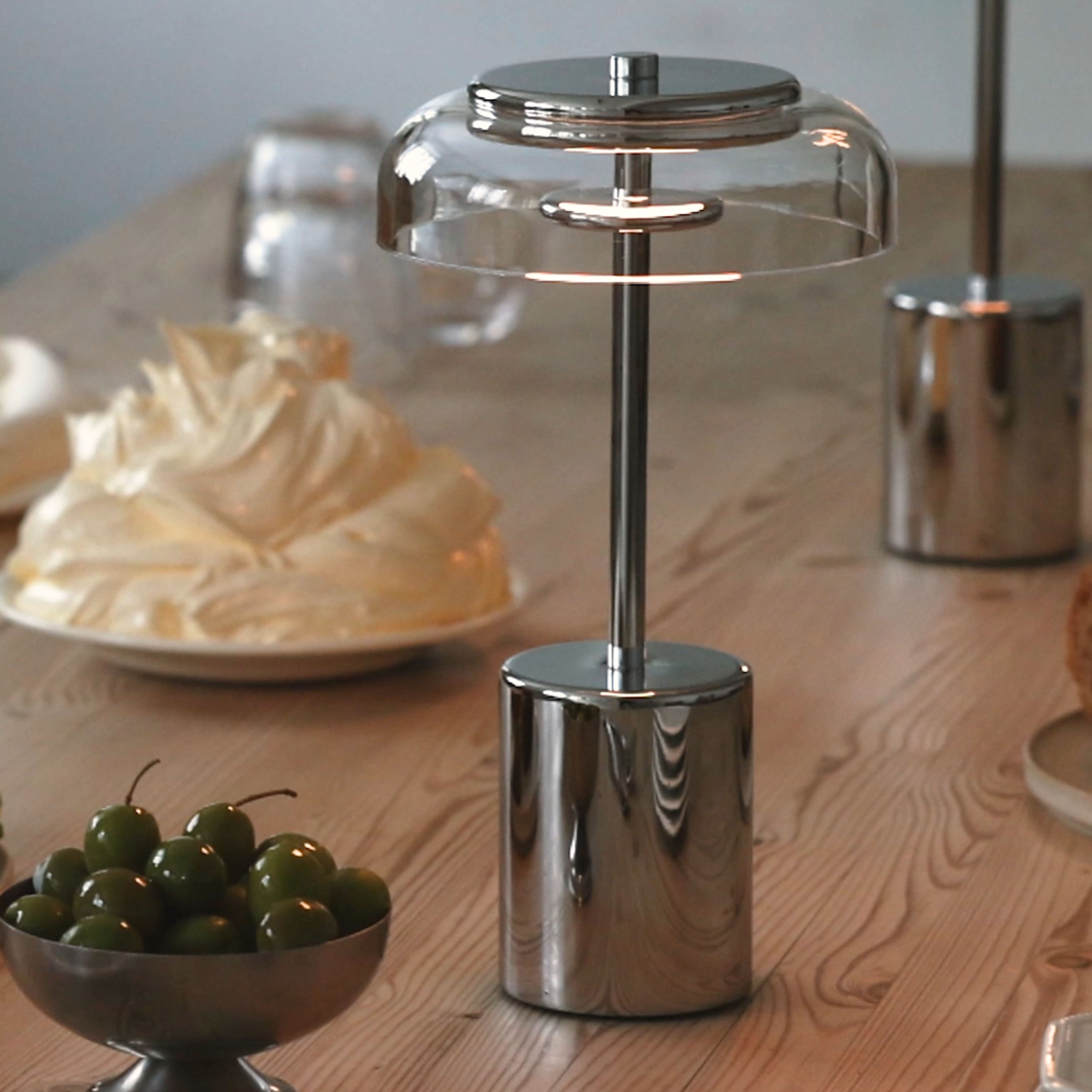 Nuura Blossi Mini Portabel Bordslampa Chrome/Clear