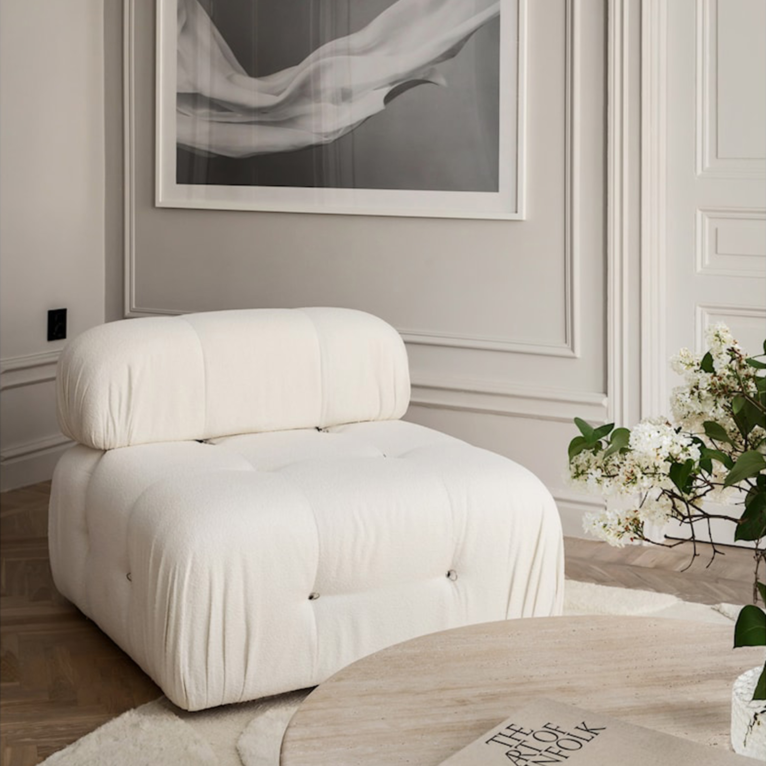 Sleepo Collection Blanca Midtmodul White Bouclé