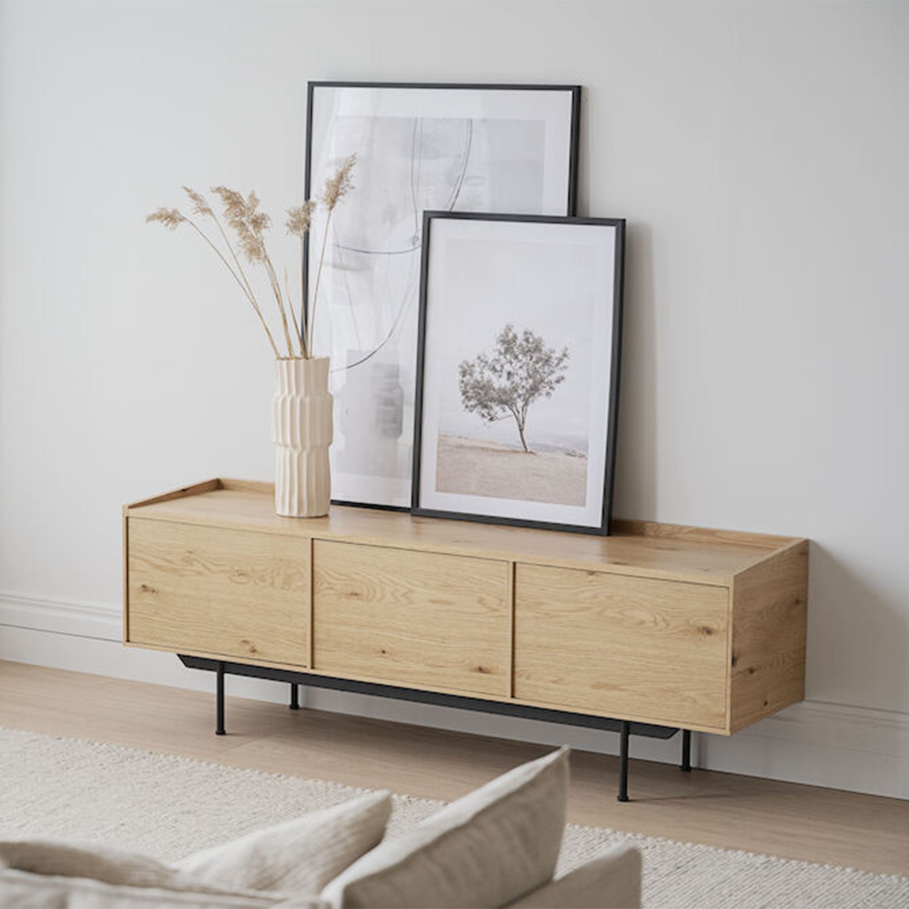 Rowico Home Brewerton TV-Schrank Eiche/Schwarz 160 cm