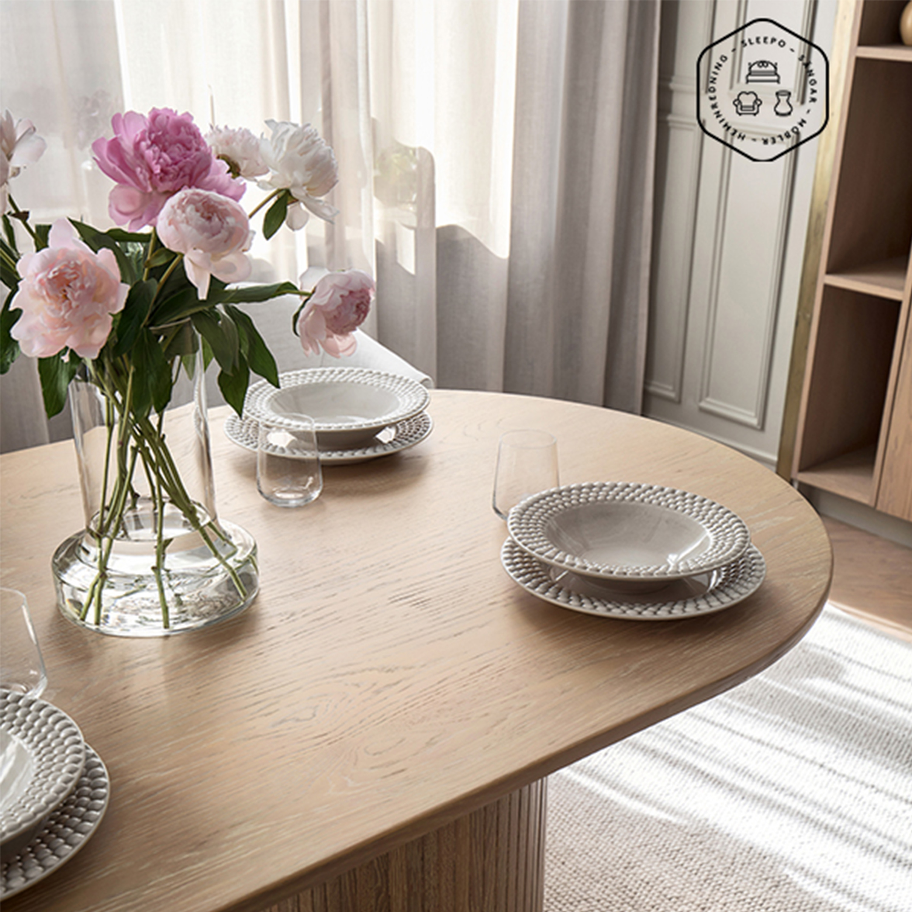 Sleepo Collection Adele Matbord Vitpigmenterad Ek Ø115