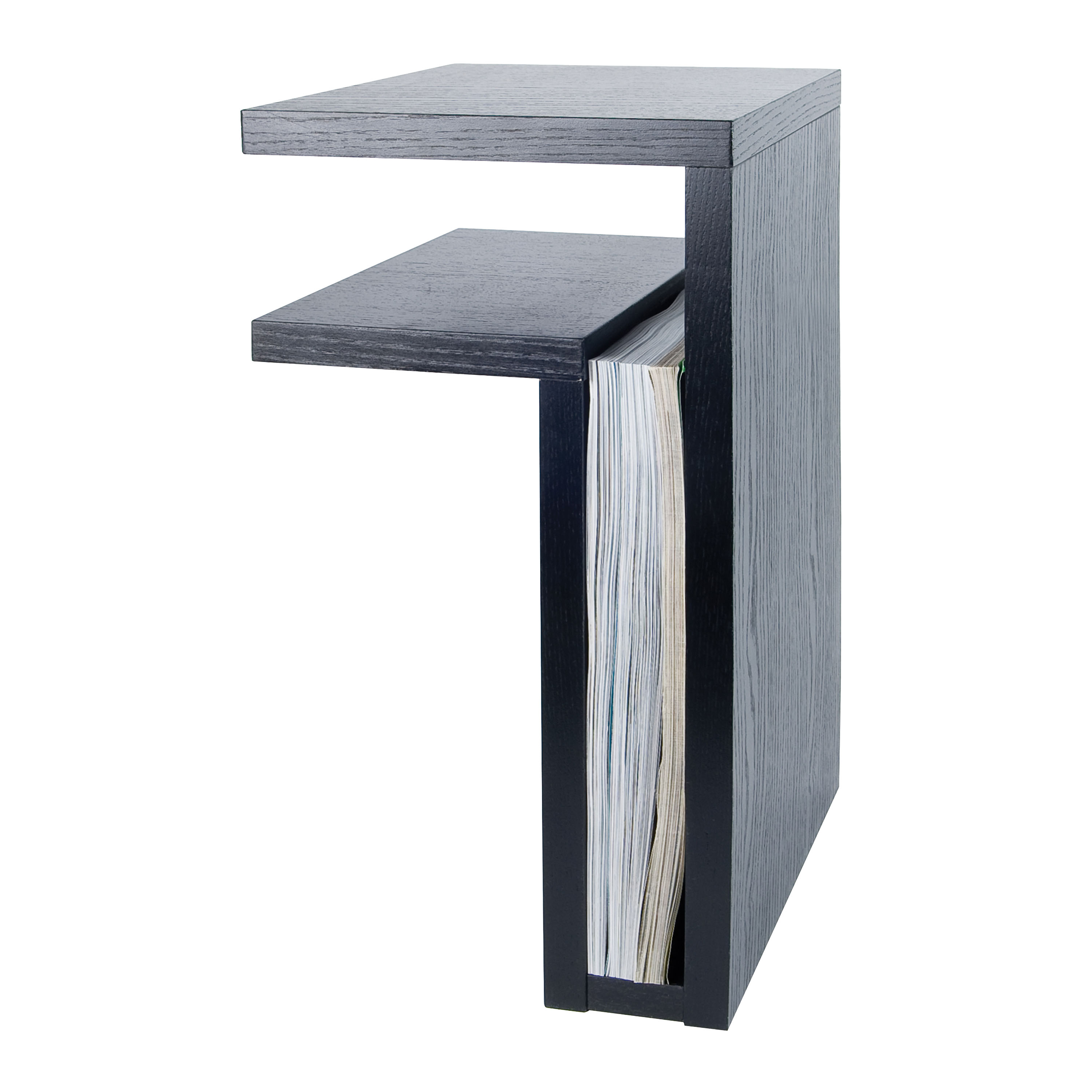 F-Shelf Left Bedside Table Black Oak