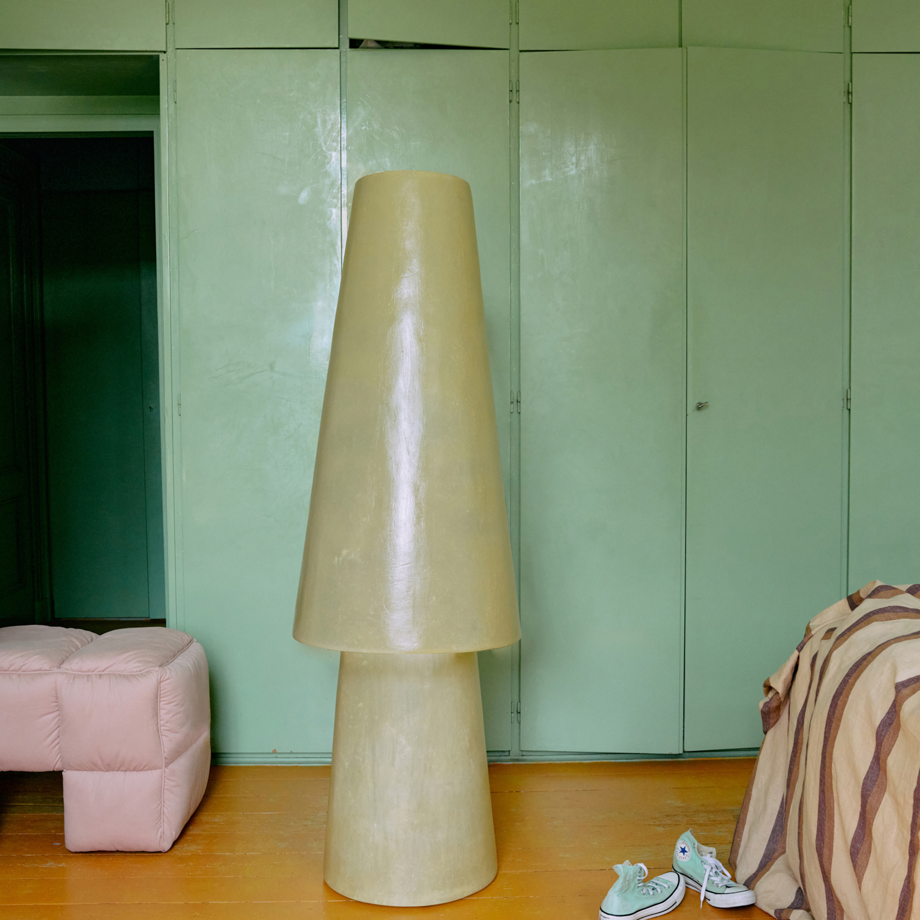 HKliving Glasfiber Golvlampa Soft Green