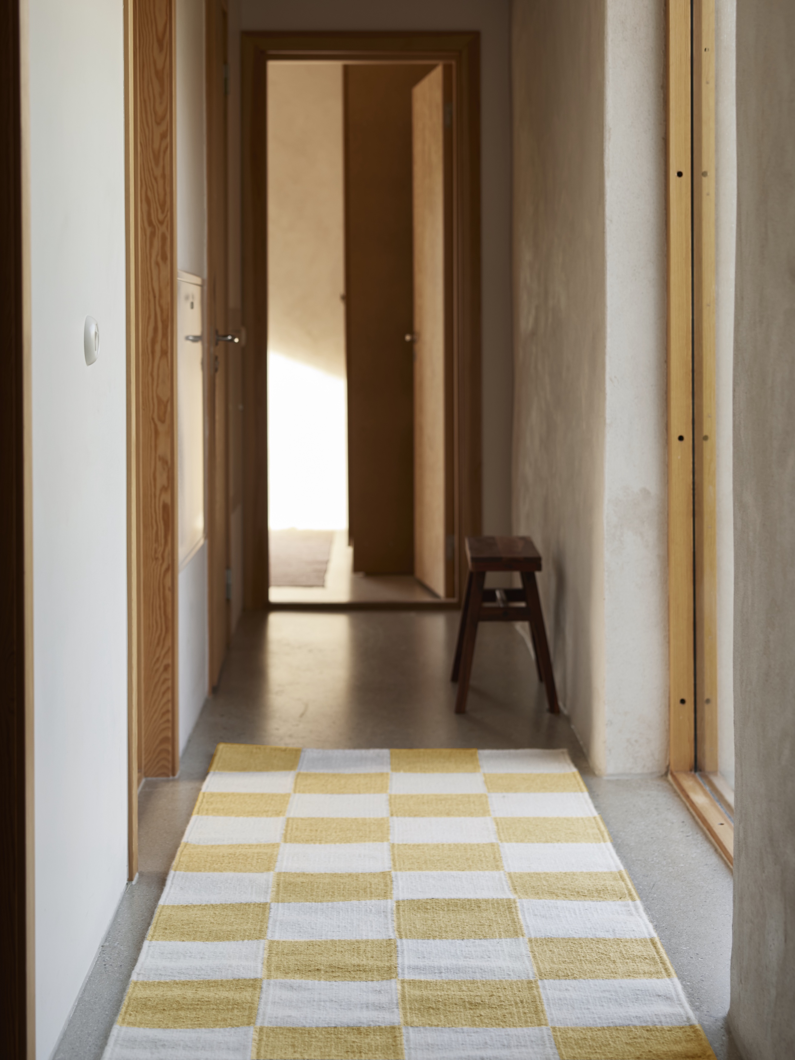 Classic Collection Square Gångmatta Ull Vit/Gul 80x200