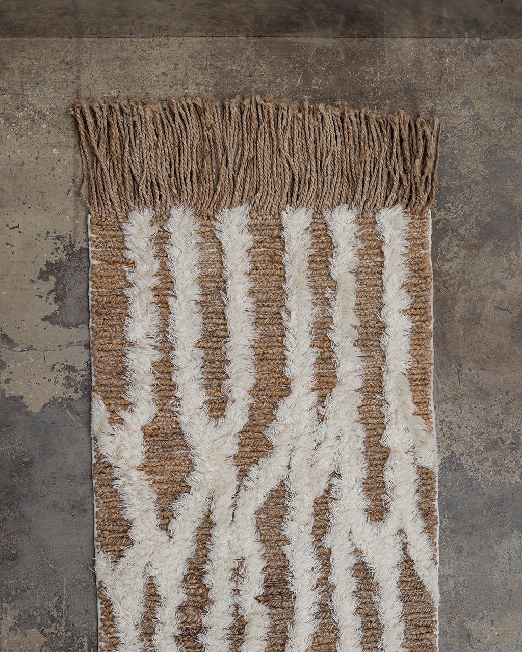 Tinted - Wahl Jute/Ull Gångmatta Brown/Offwhite 80x250 - Vit